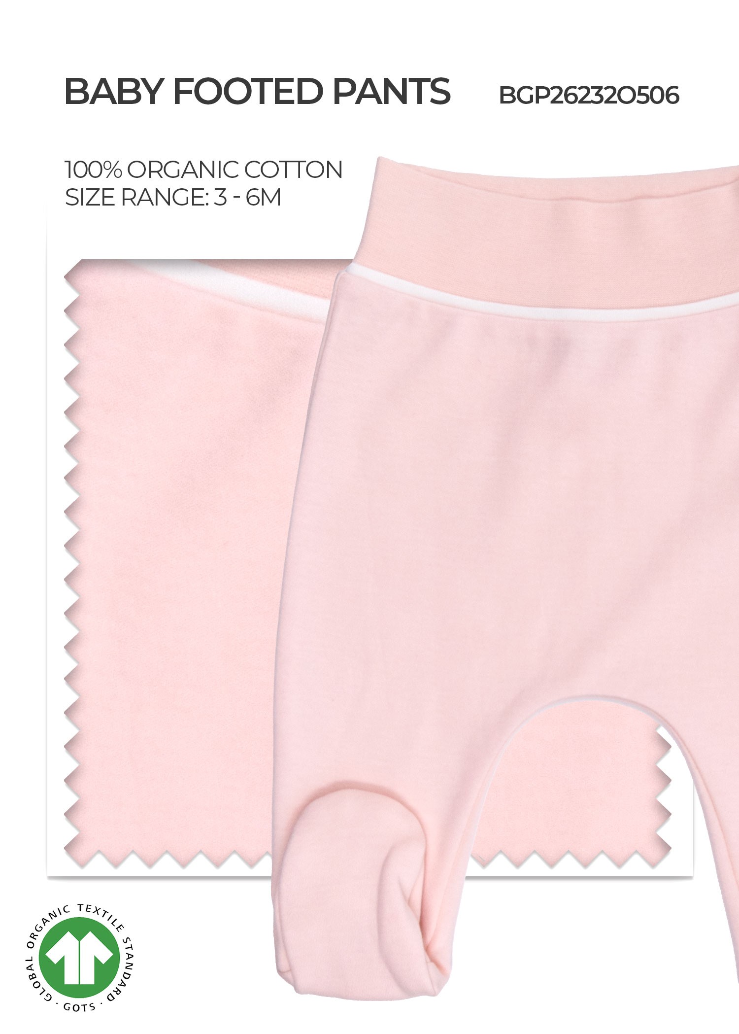 Organic Cloud Pink Baby Girl Footie Pants