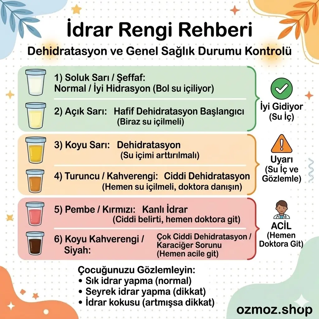 Çocuğunuzun idrarını kontrol etmeniz, sorunları erken farketmenize imkan sağlar.