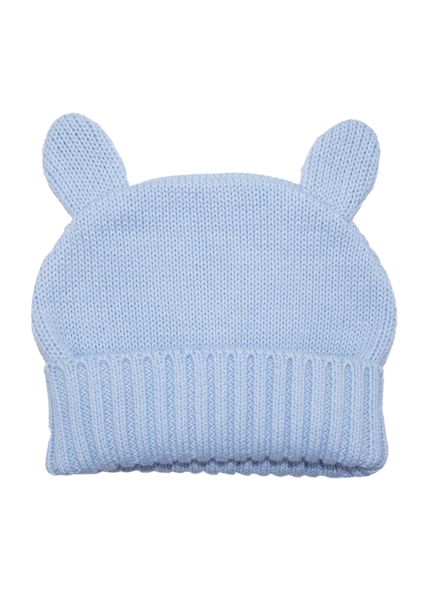 Organic Knitwear Knitted Blue Baby Beanie with Ear Decoration