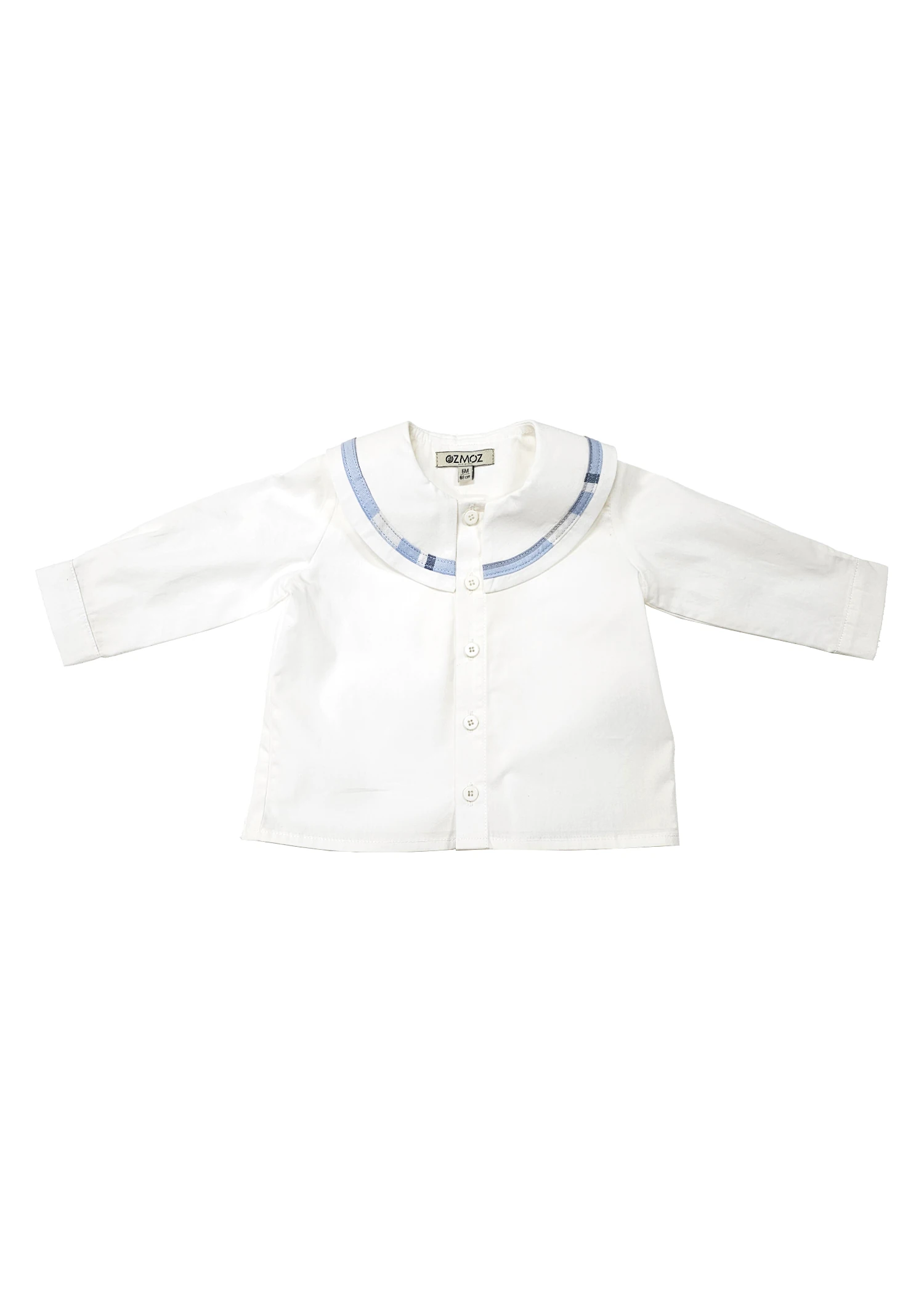 Wide Collar White Woven Baby Boy Shirt