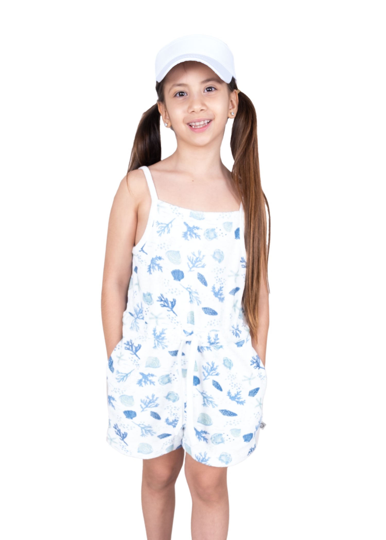 Summer Girl's Shorts and Overalls with Organic Towel Fabric Straps