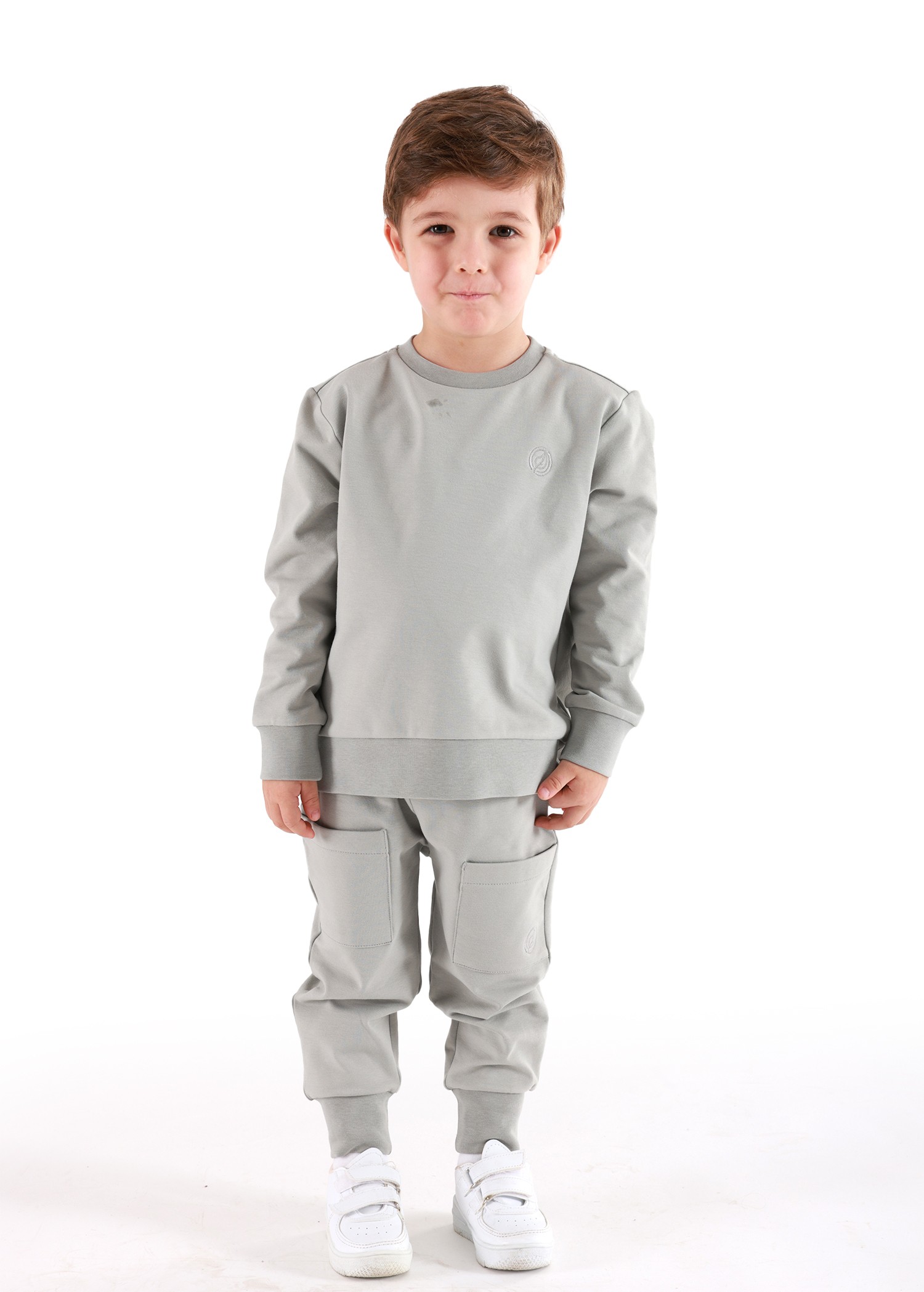 Organic Gray Winter Little Boy Sweatpants