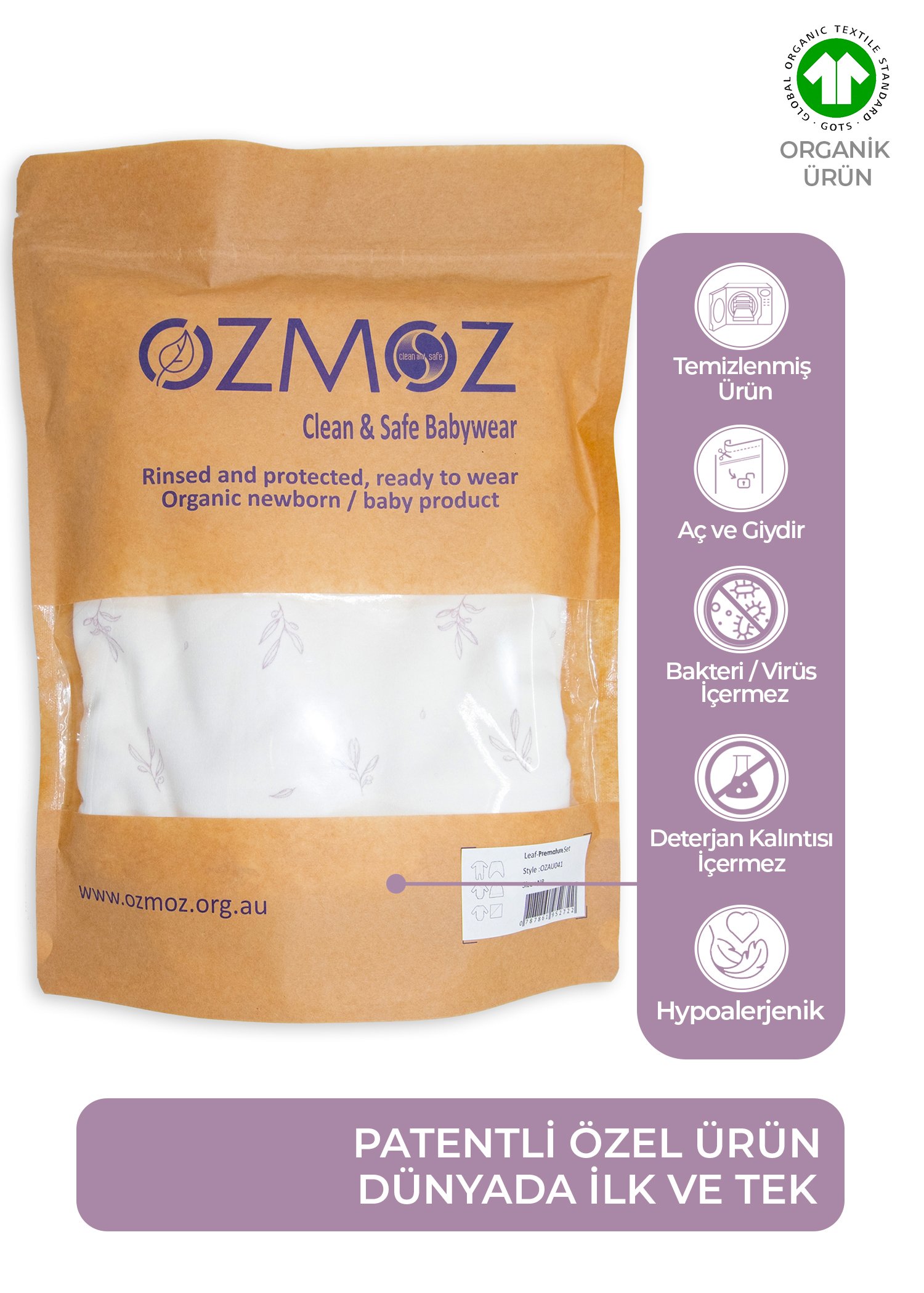 Clean&Safe Organik Steril Temizlenmiş Hastane Çıkış Seti-6 Parça