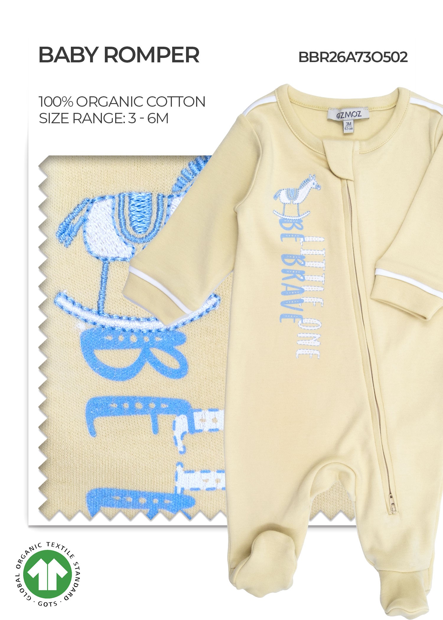 Organic Hay Yellow Baby Boy Romper