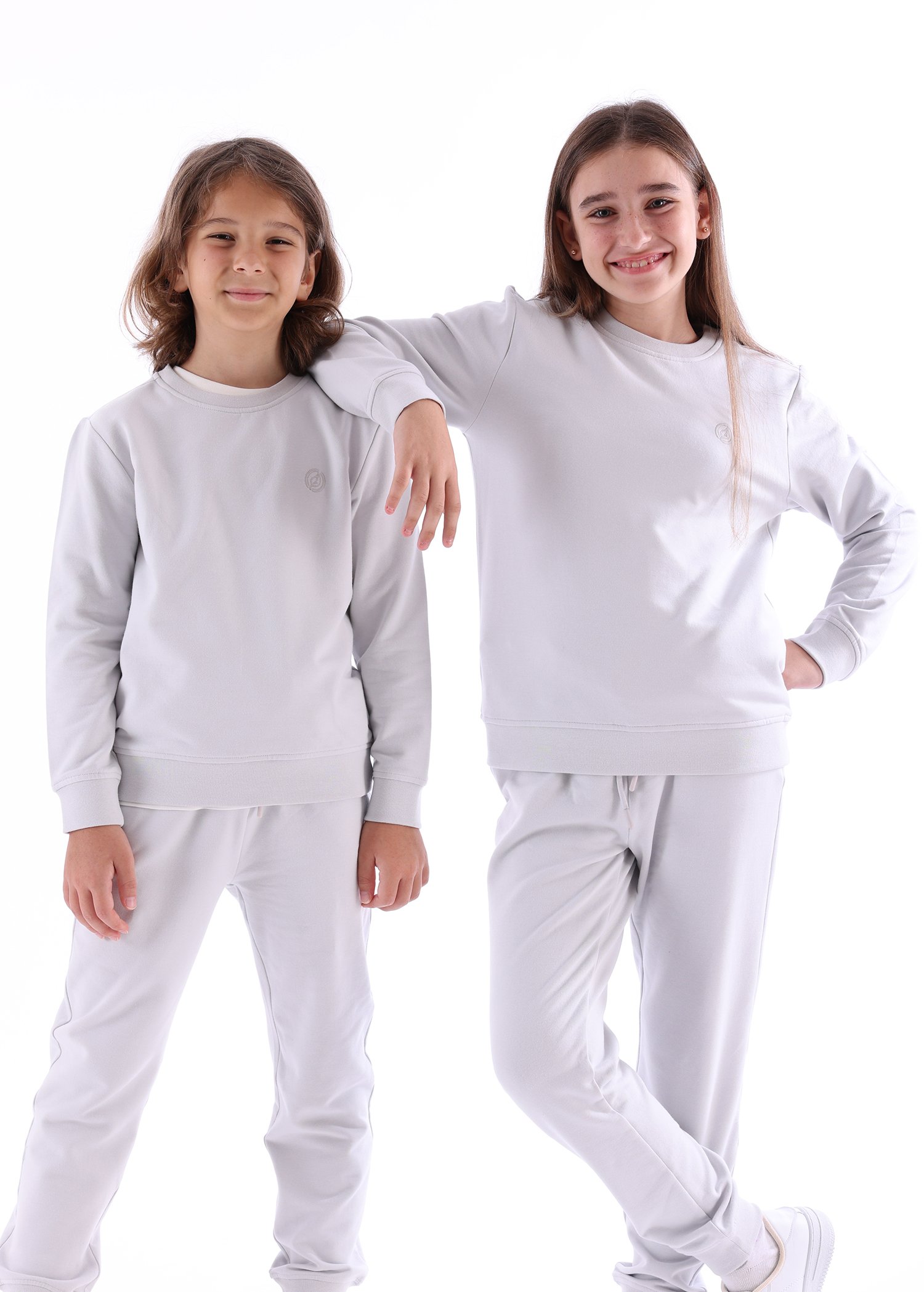 Bambu Kumaş Şardonlu Gri Kışlık Unisex Çocuk Sweatshirt