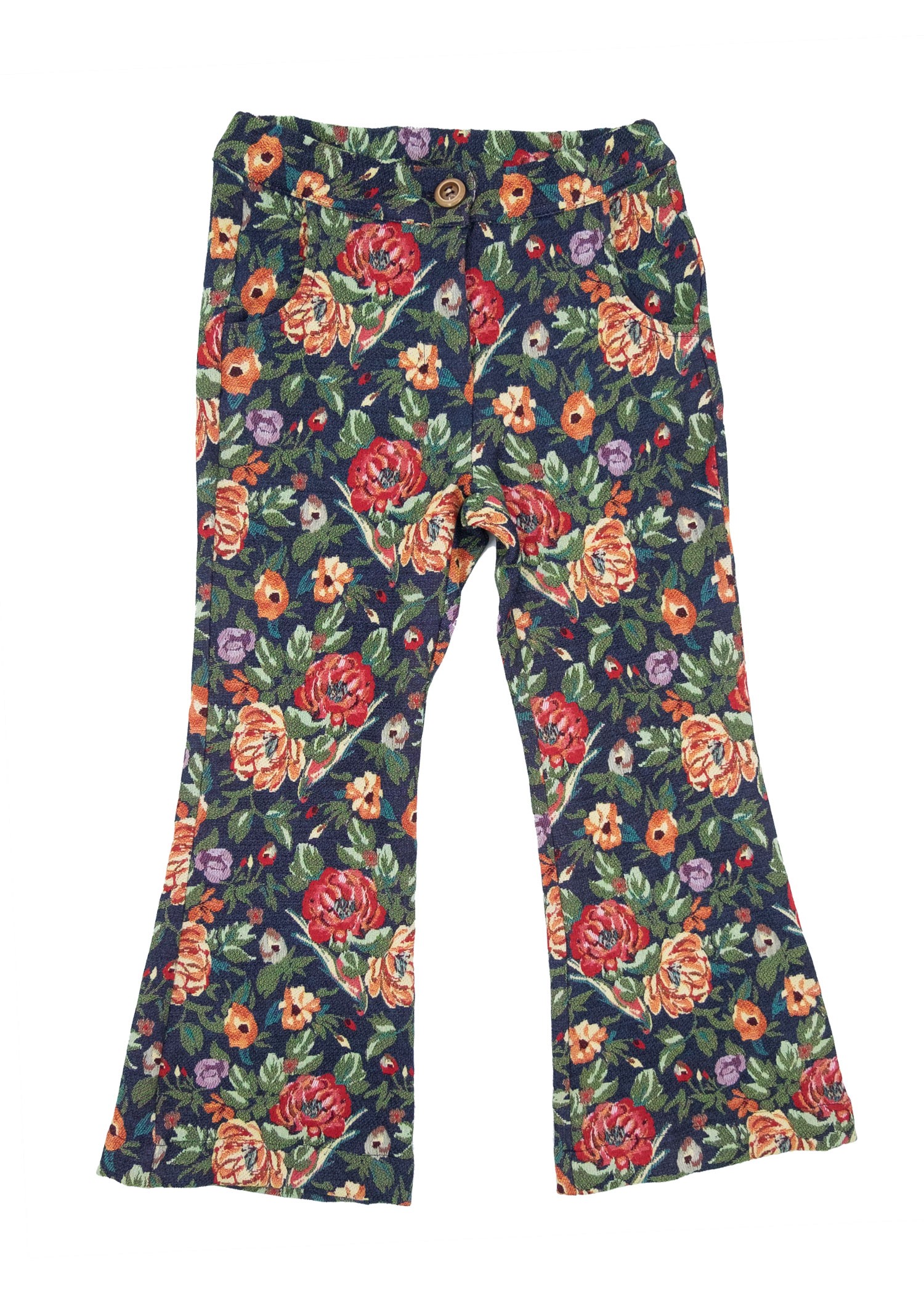 Jacquard Fabric Flower Patterned Winter Girls' Trousers