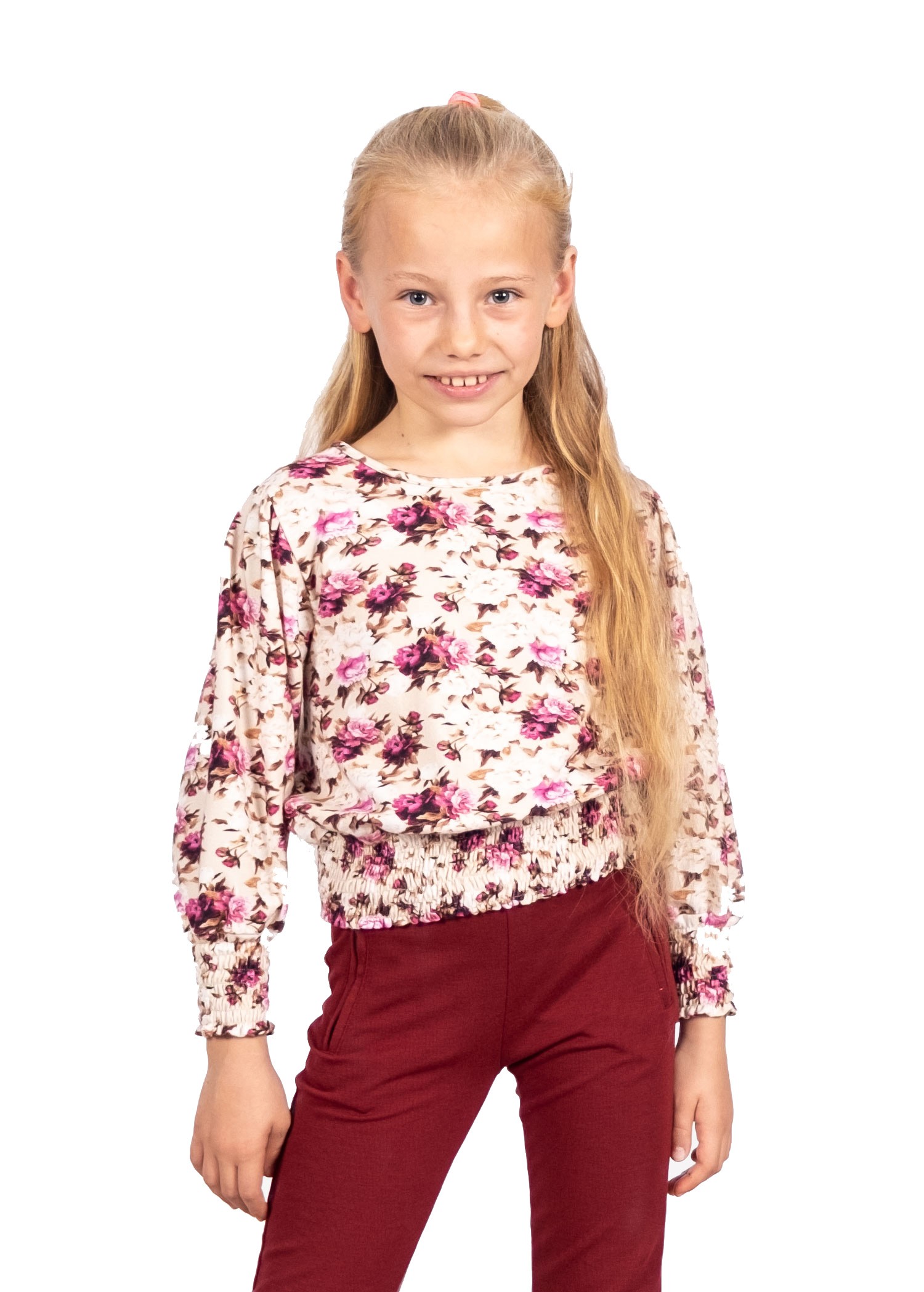 Cotton Floral Printed Red Spring Winter Girl's Blouse