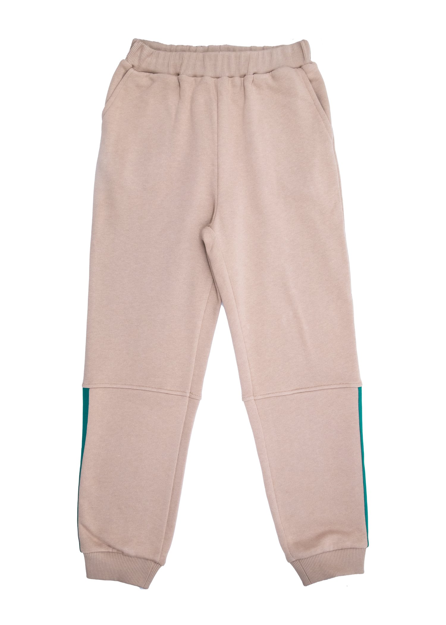 Organic Light Brown Winter Boys' Sweatpants with Side Stripes