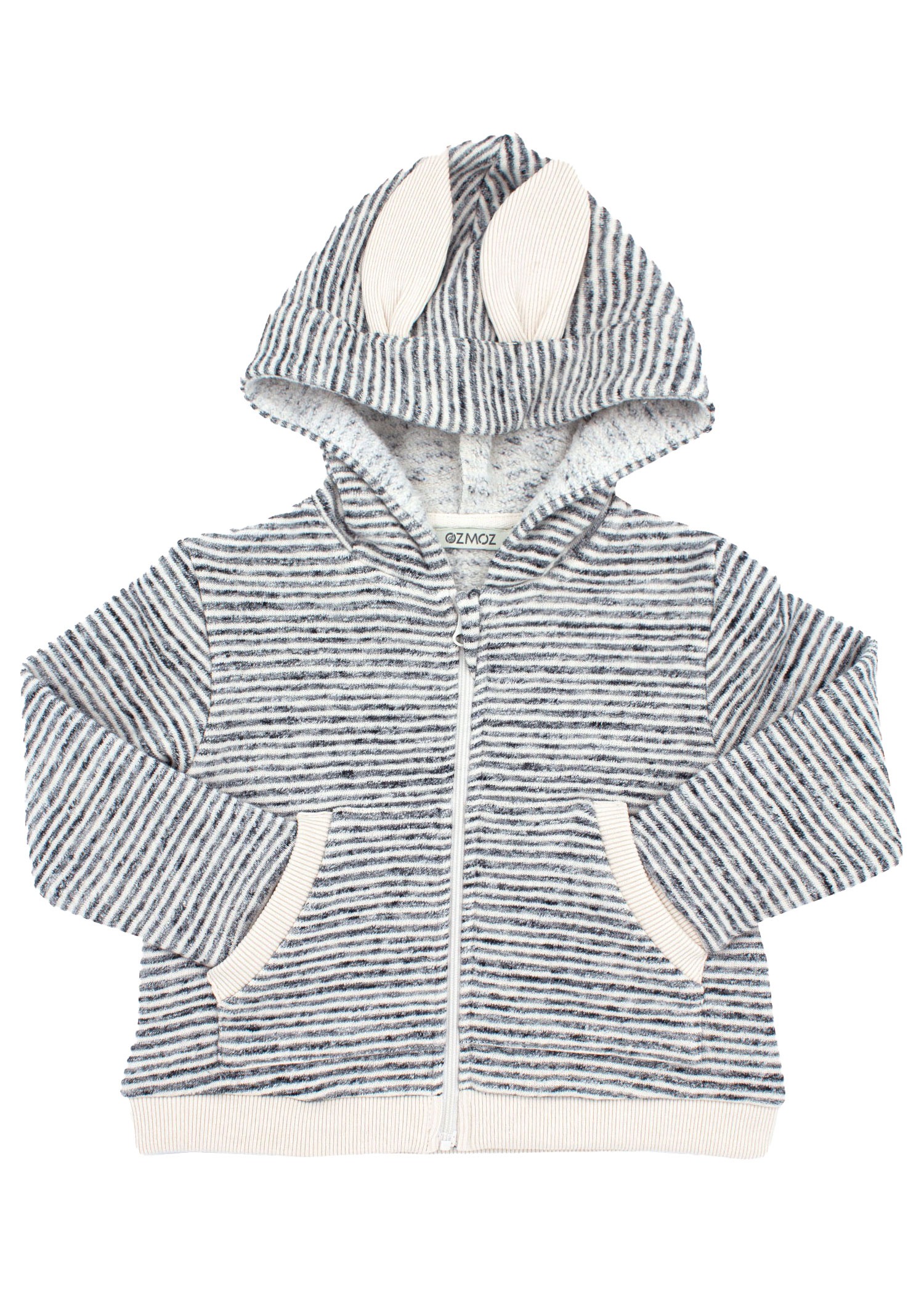 100% Cotton Ear Detailed Hooded Winter Unisex Baby Zipper Jacket