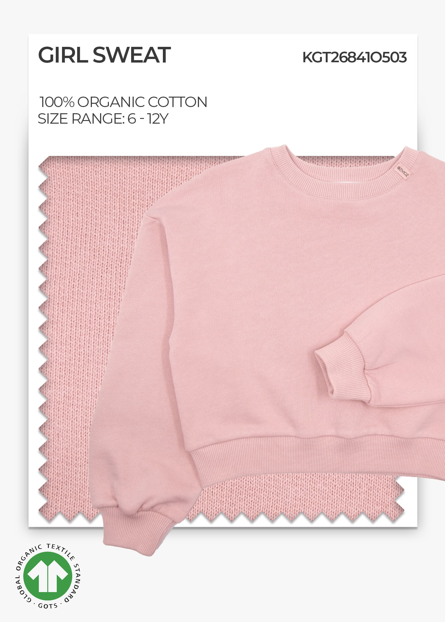 Organic Pale Mauve Girl Sweat