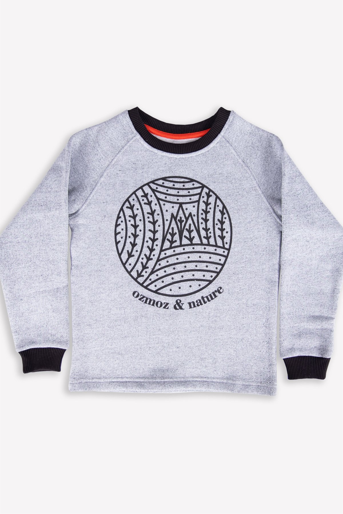 Cotton Nature Printed Winter Boy Sweatshirt Gray