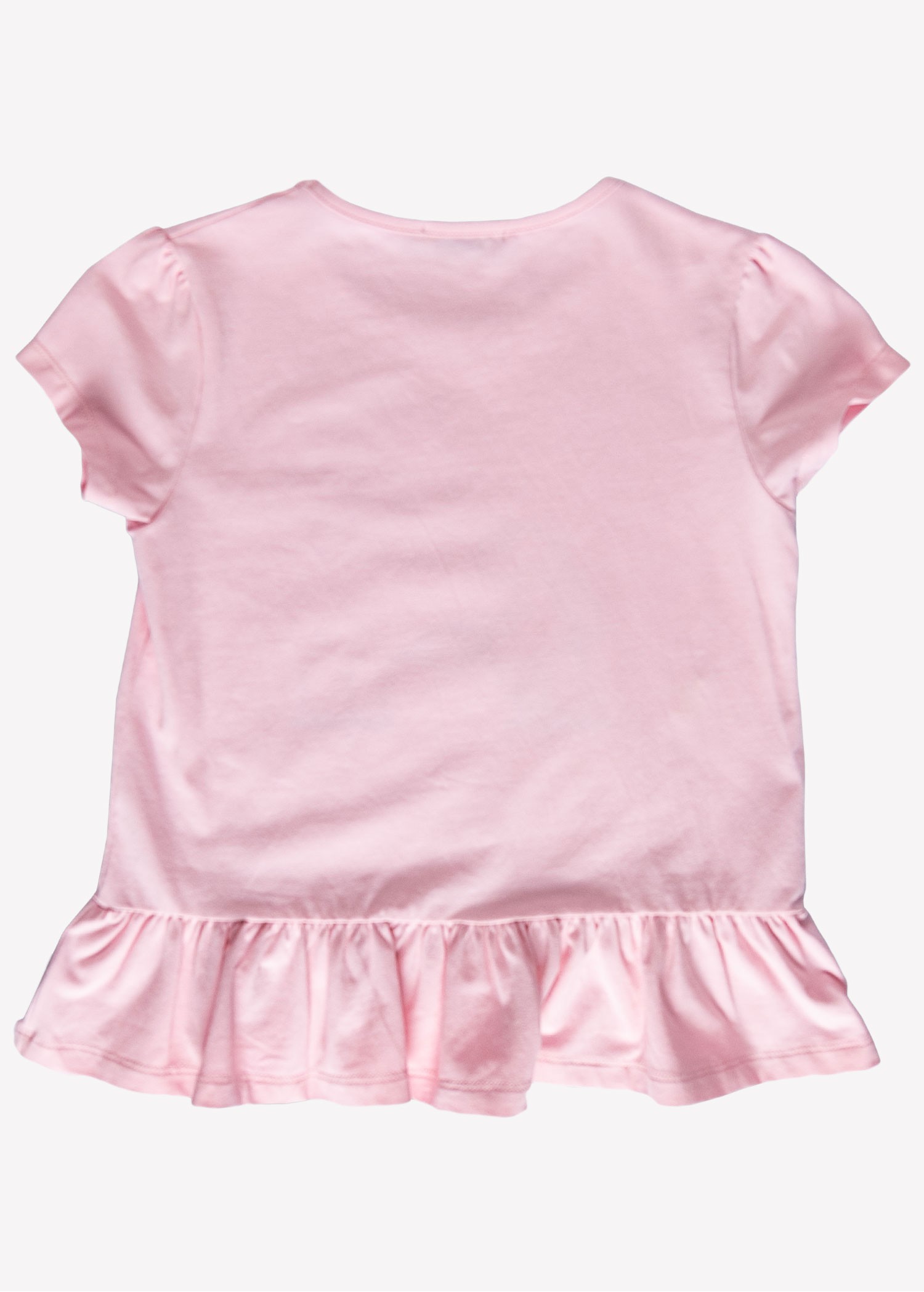 Cotton Embossed Printed Flounce Pink Summer Baby Girl Tshirt