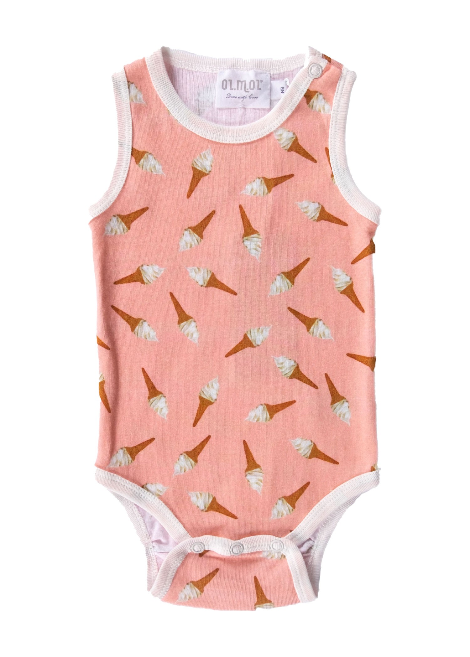 Organic Sleeveless Pink Ice Cream Printed Baby Girl Body