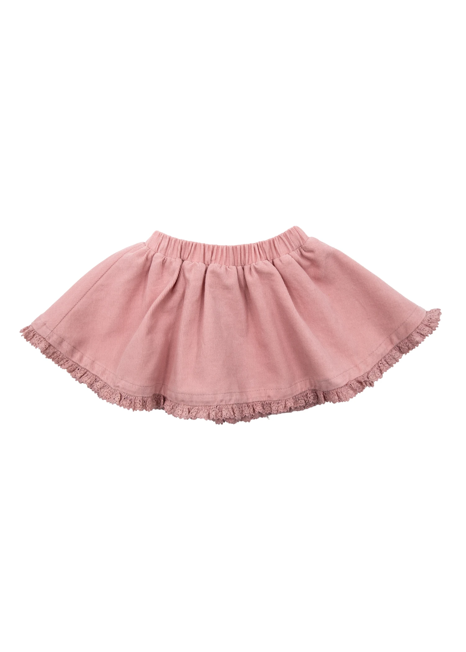 Kadife Dantelli Gül Kurusu Kışlık Kız Bebek Etek