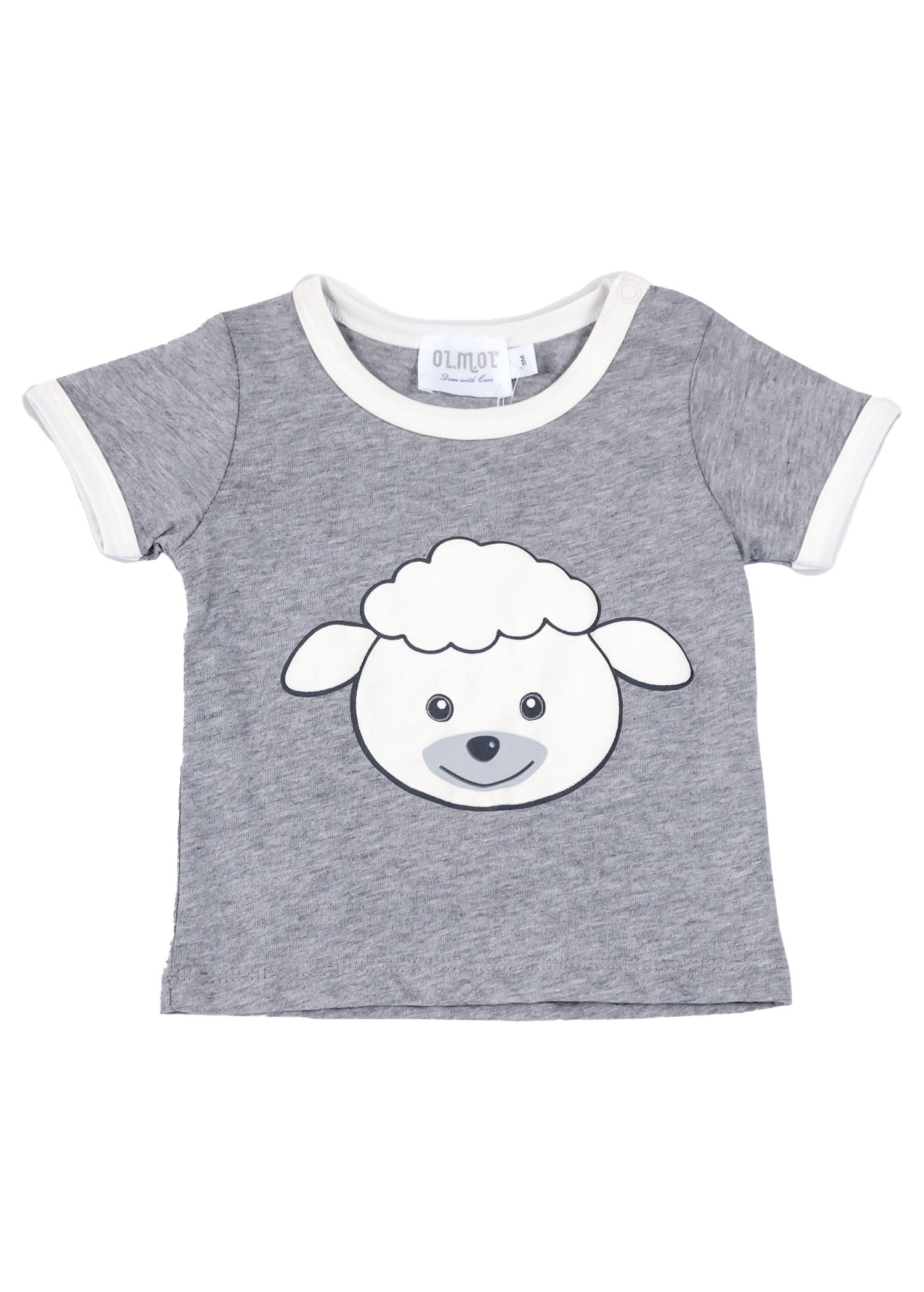 Organic Embossed Lamb Printed Gray Summer Unisex Tshirt