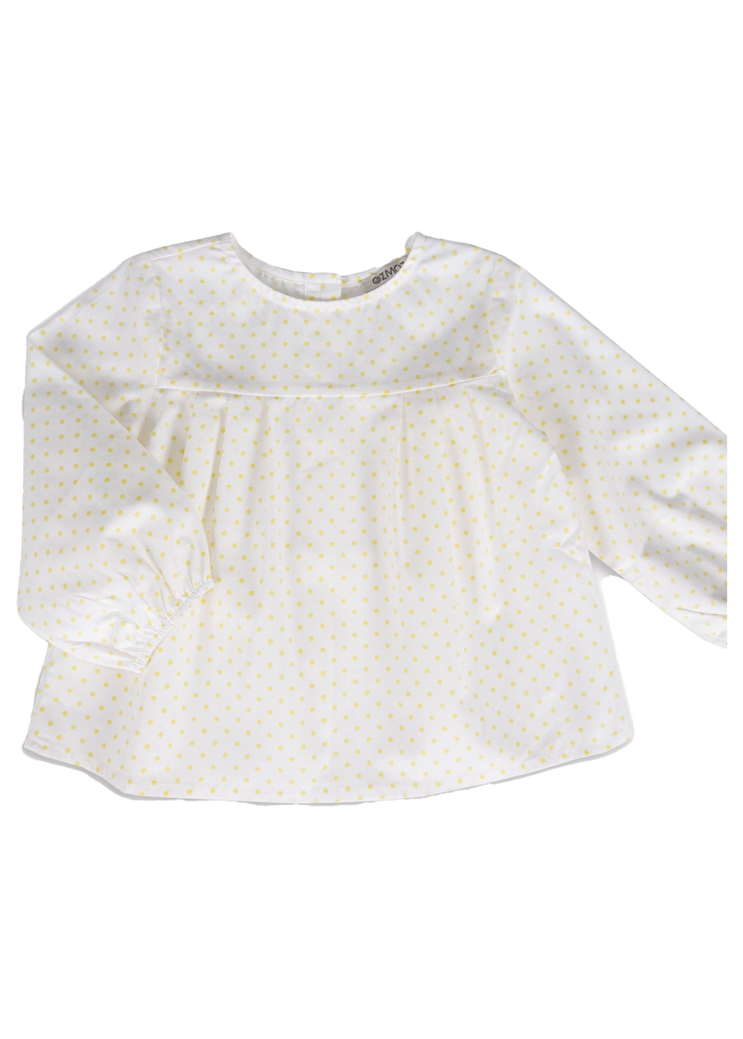 100% Cotton Polka Dot Yoke Pattern Yellow Spring Baby Girl Blouse