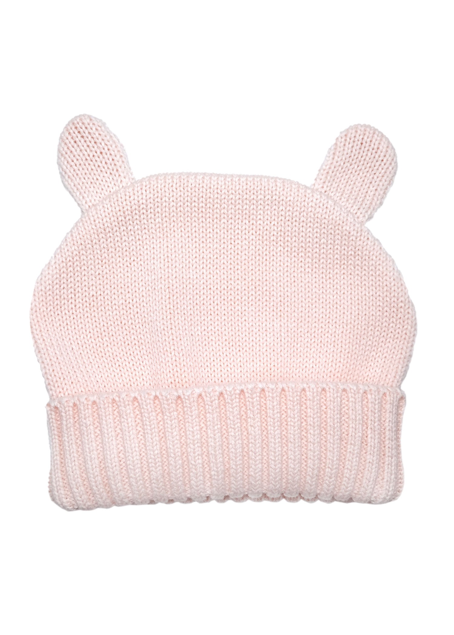 Organic Knitwear Knitted Pink Baby Beanie with Ear Decorations