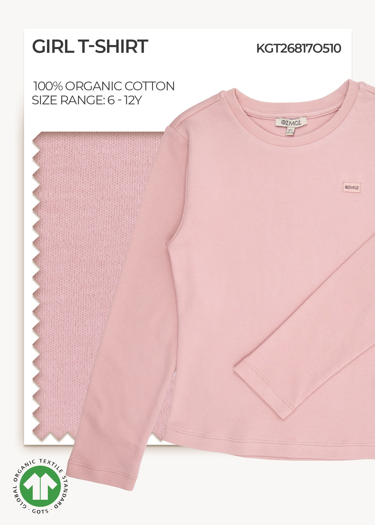 Organic Pale Mauve Girl T-shirt