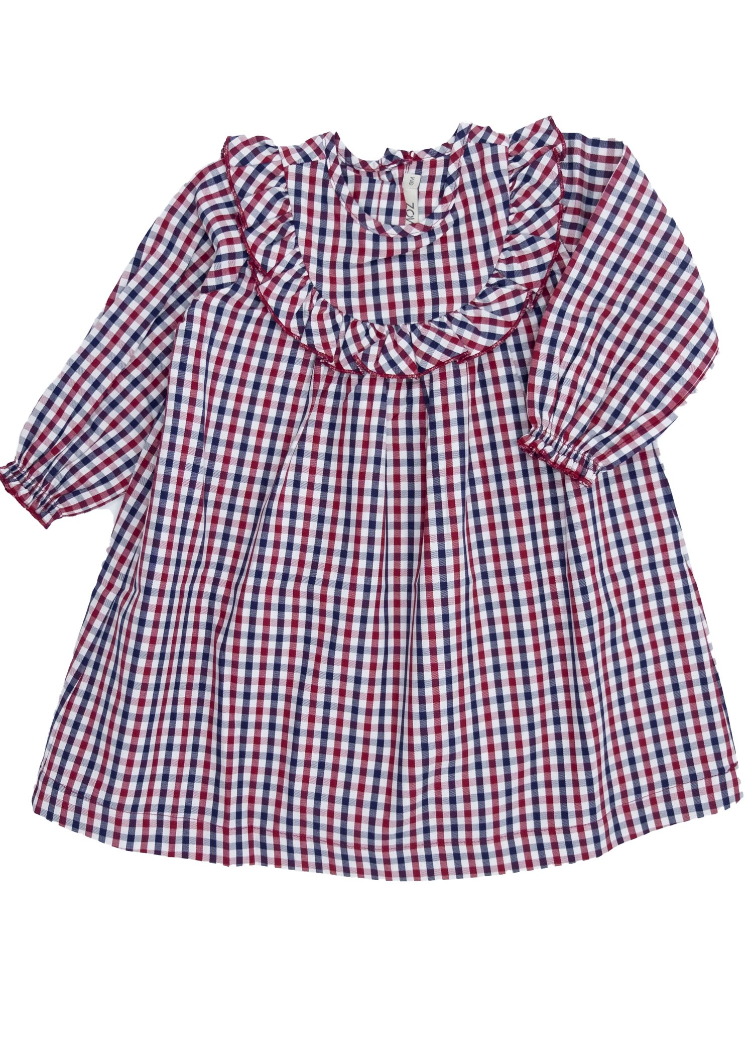 100% Cotton Ruffle Collar Plaid Pattern Spring Baby Girl Dress