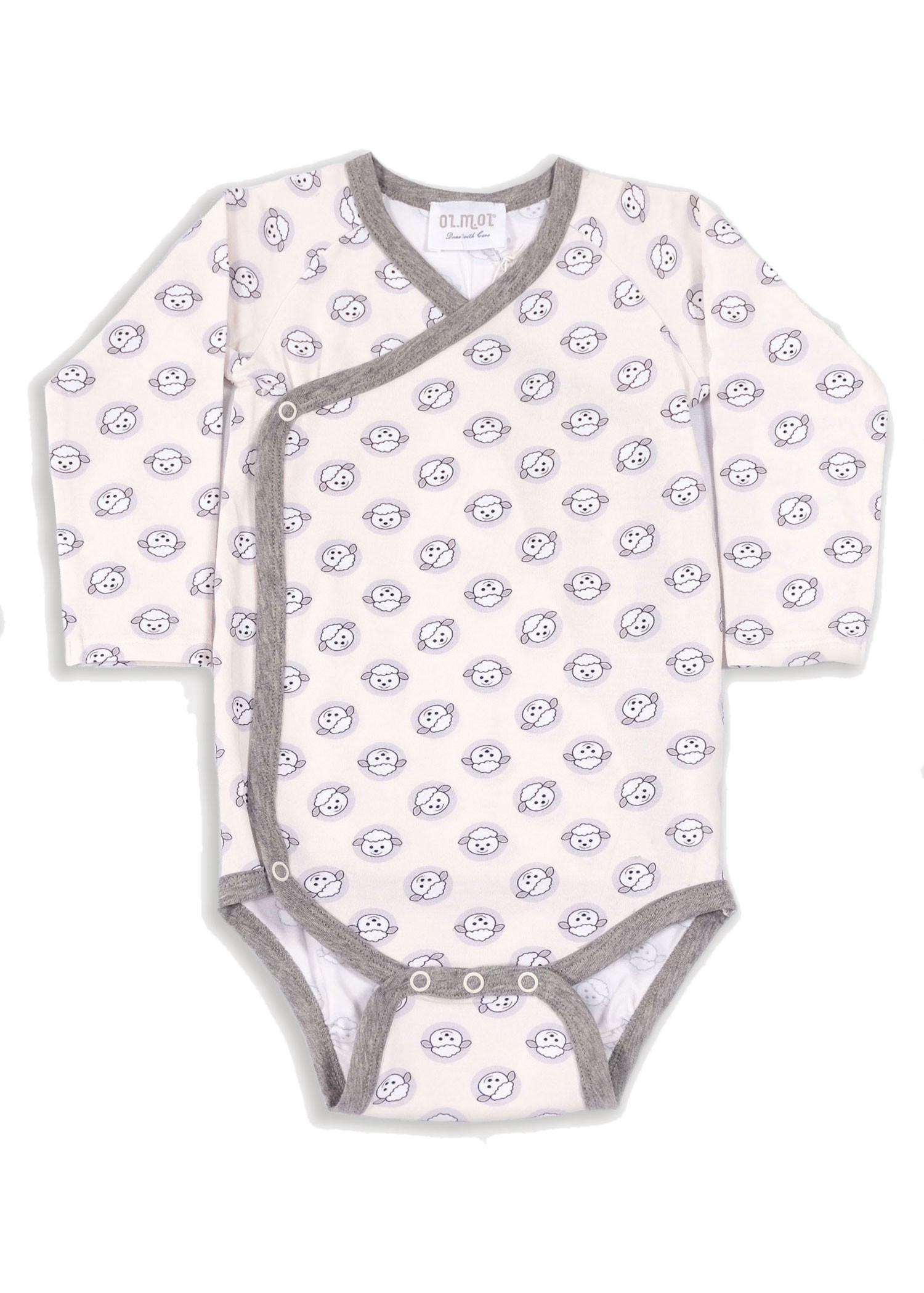 Organik Kuzu Baskılı Kruvaze Unisex Bebek Body