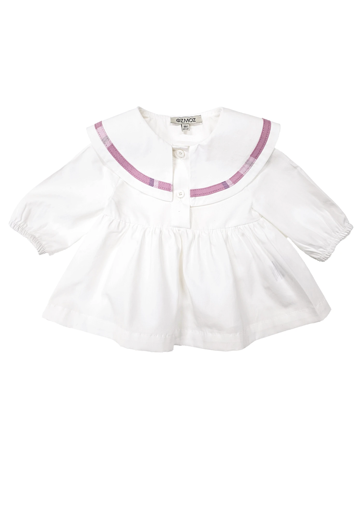 Organic Wide Collar White Summer Baby Girl  Blouse