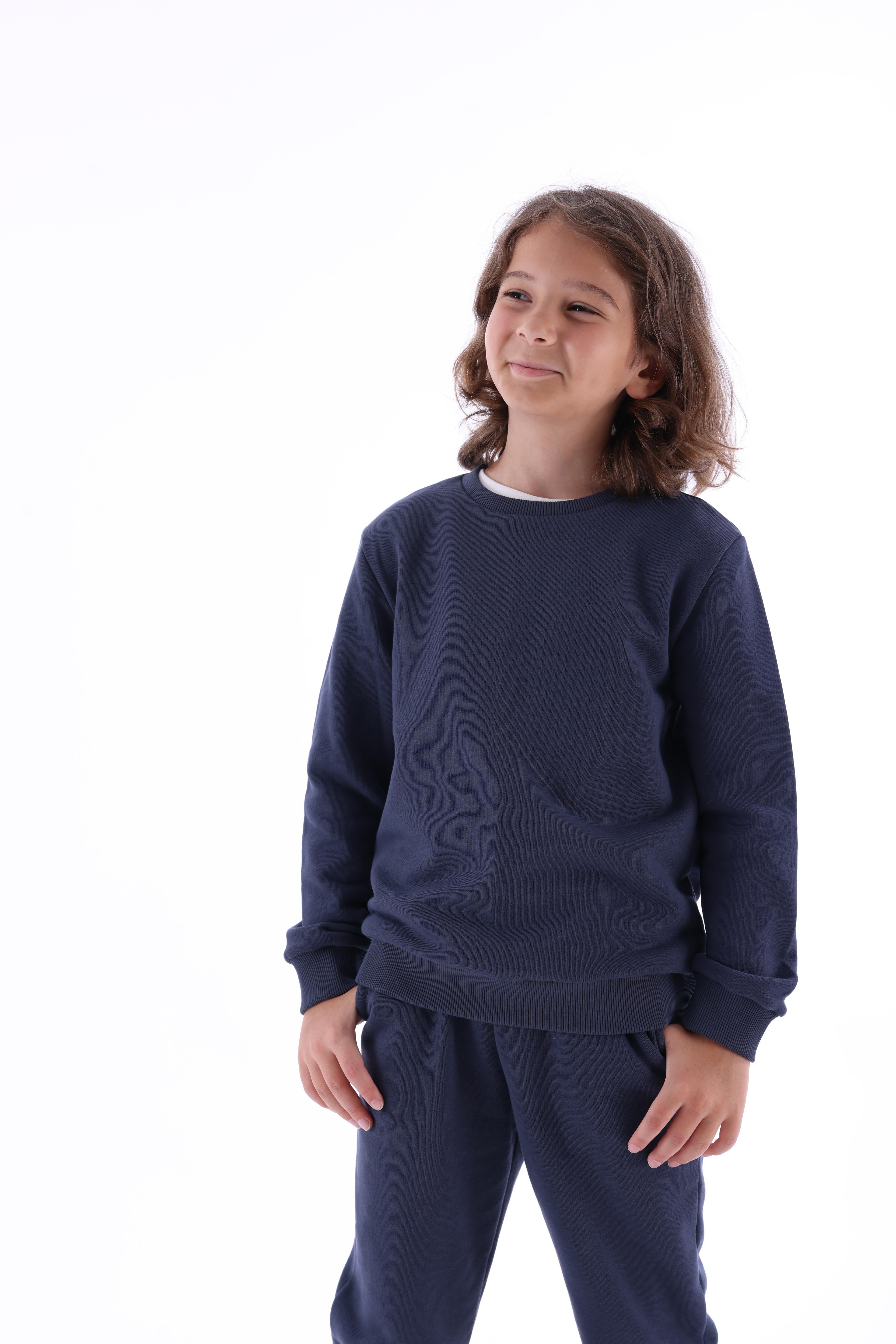 Organik Lacivert Kışlık Erkek Çocuk Sweatshirt