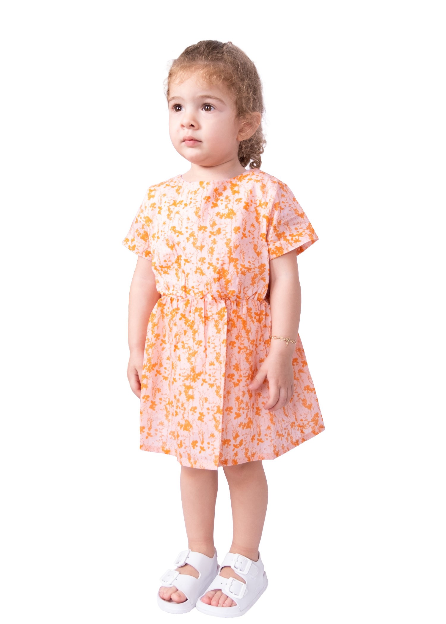 Cotton Floral Orange Summer Little Girl Dress