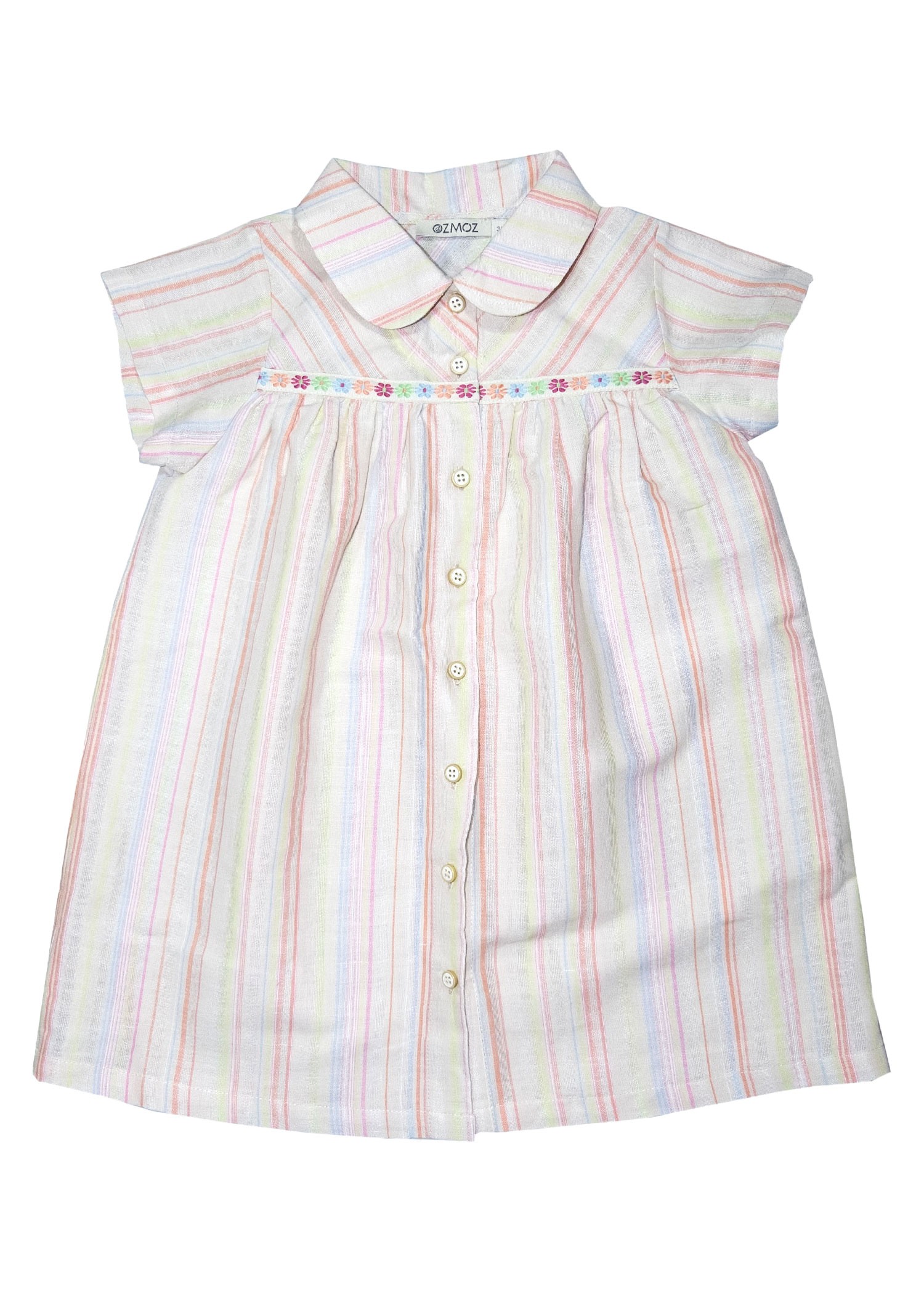 Cotton Linen Robe Striped Summer Baby Girl Dress