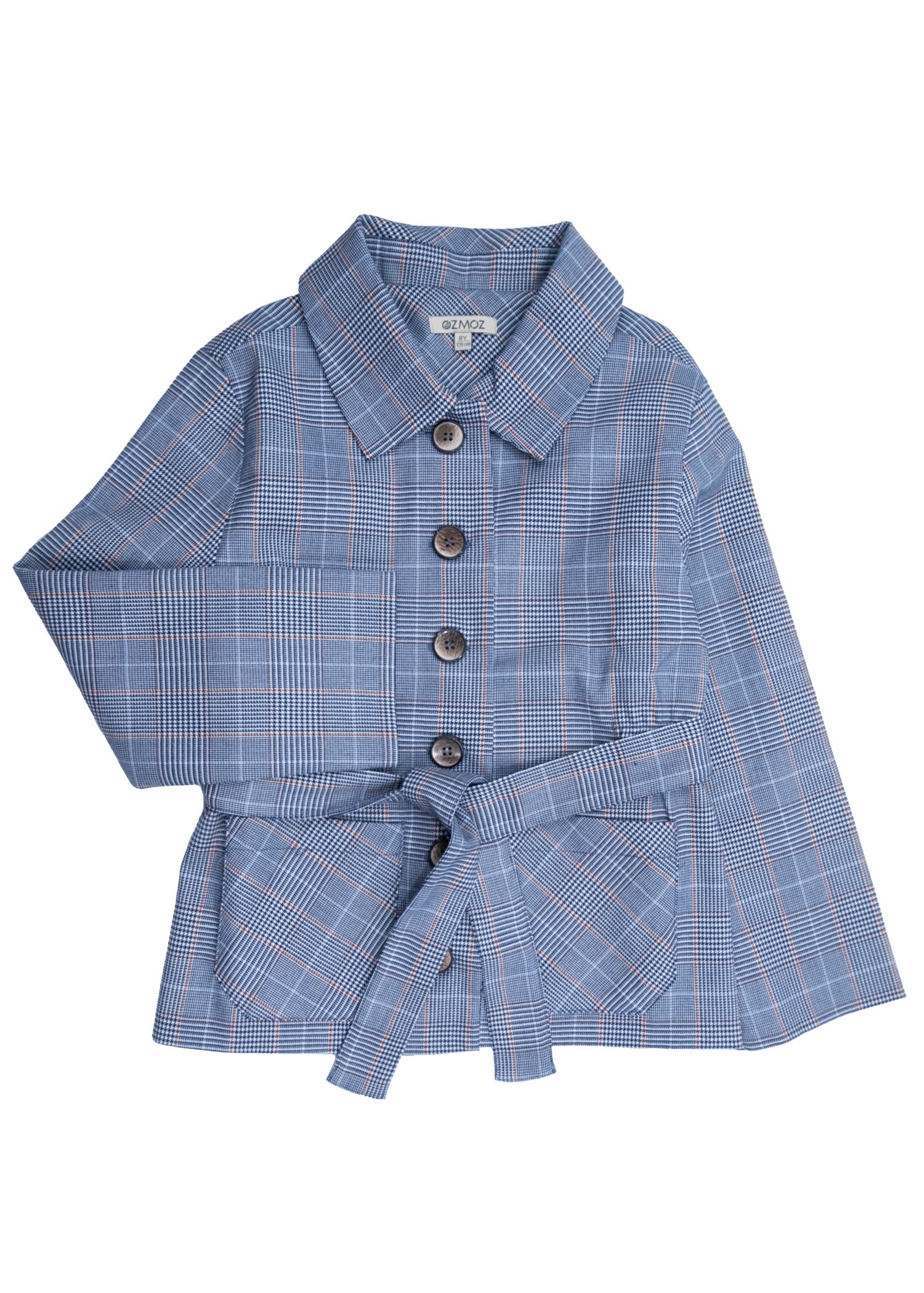 Woven Plaid Blue Spring Jacket for Girls