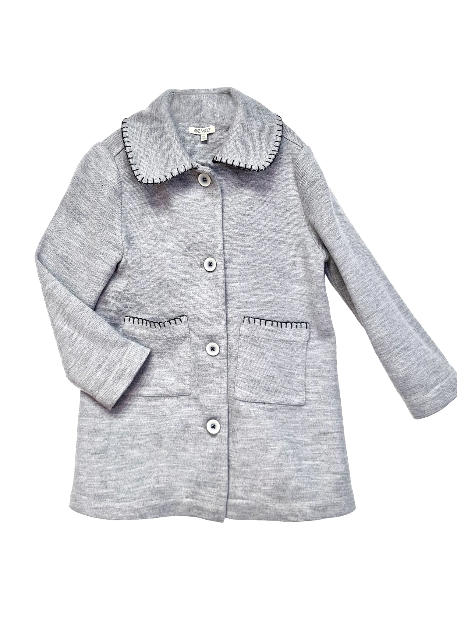 Örme Kumaş Gri Kışlık Kız Çocuk Kaban