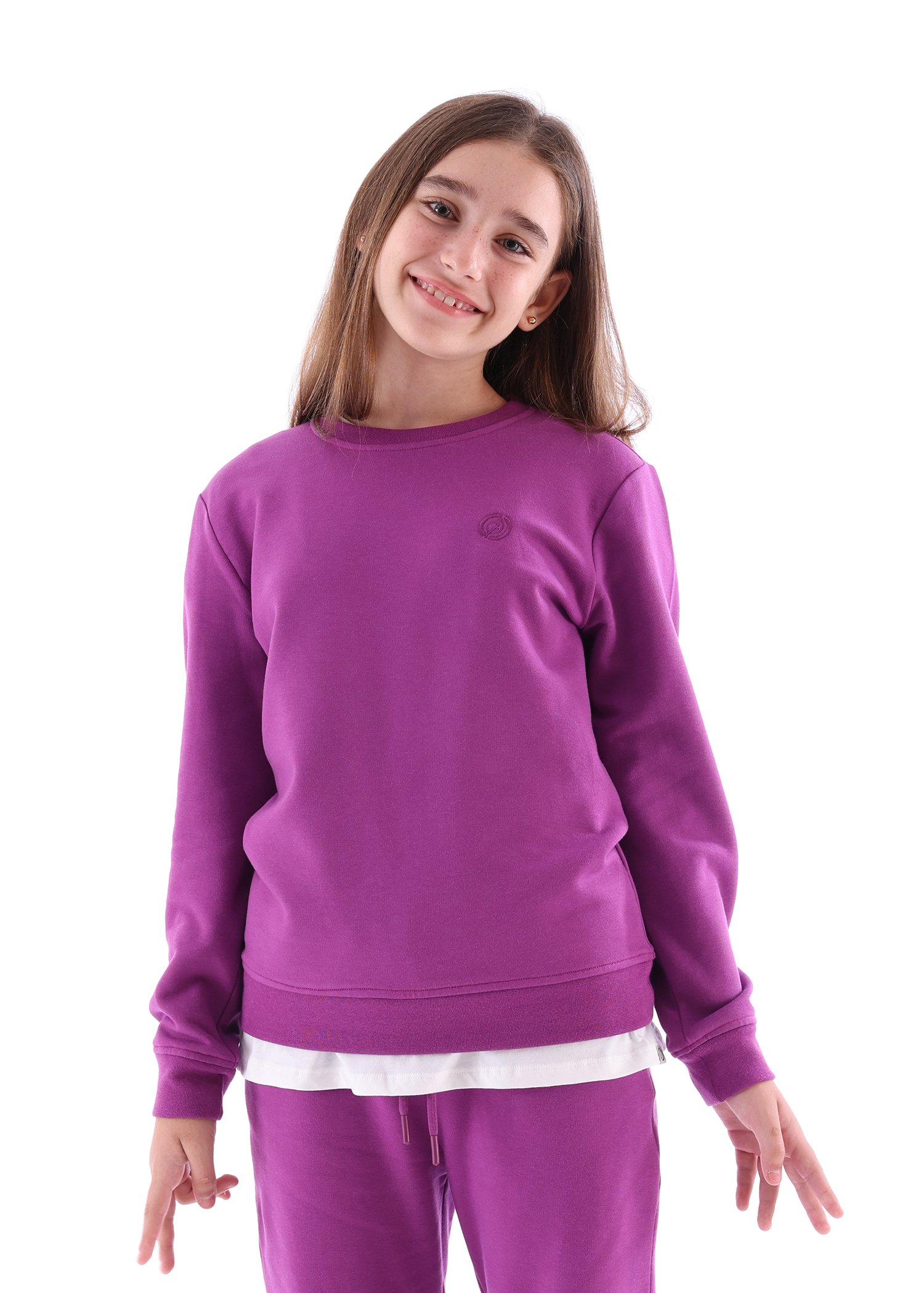 Bamboo Fabric Raised Purple Winter Girls' Sweatshirt