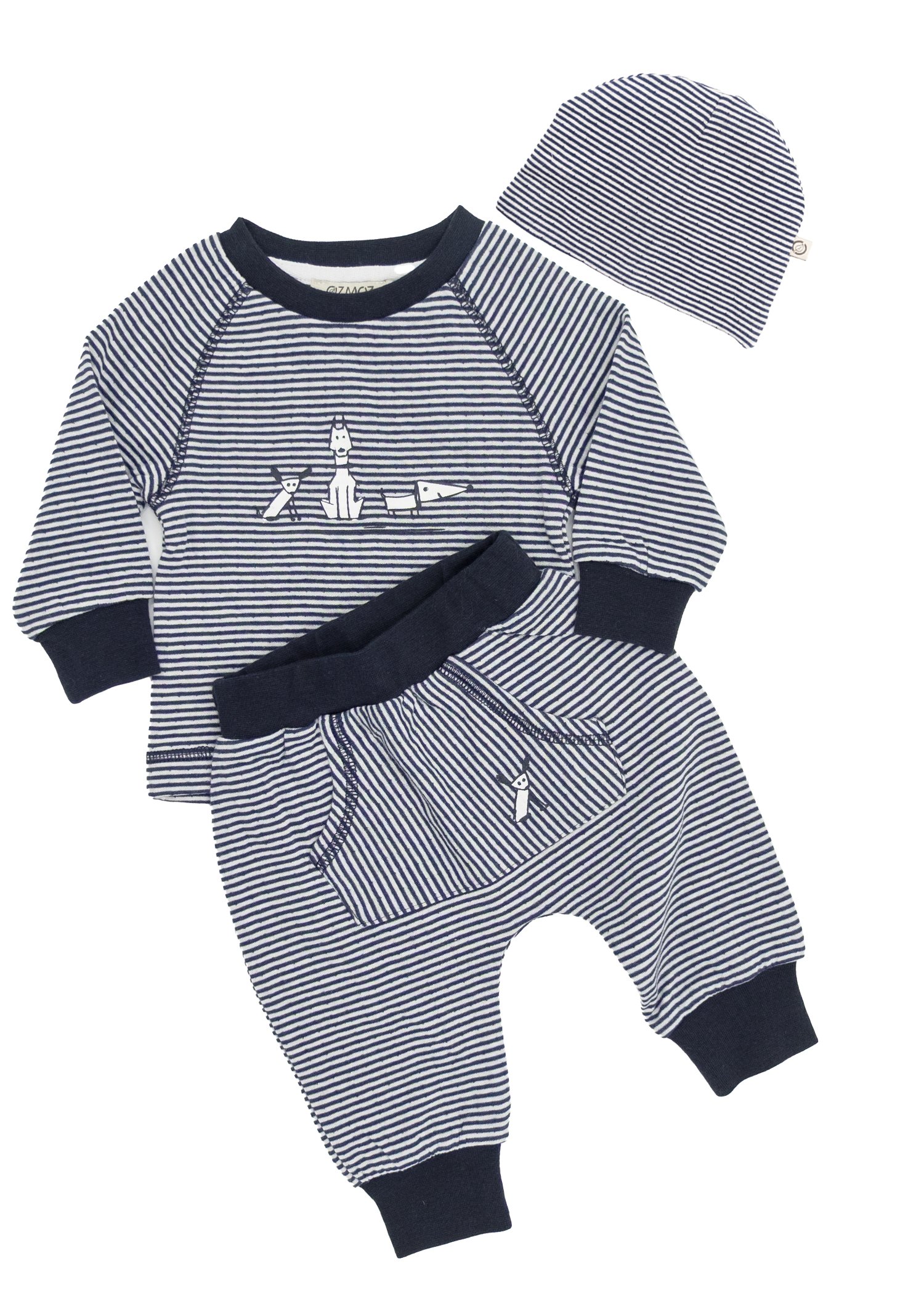 Organic Striped Navy Blue Winter Baby Boy Tracksuit Set