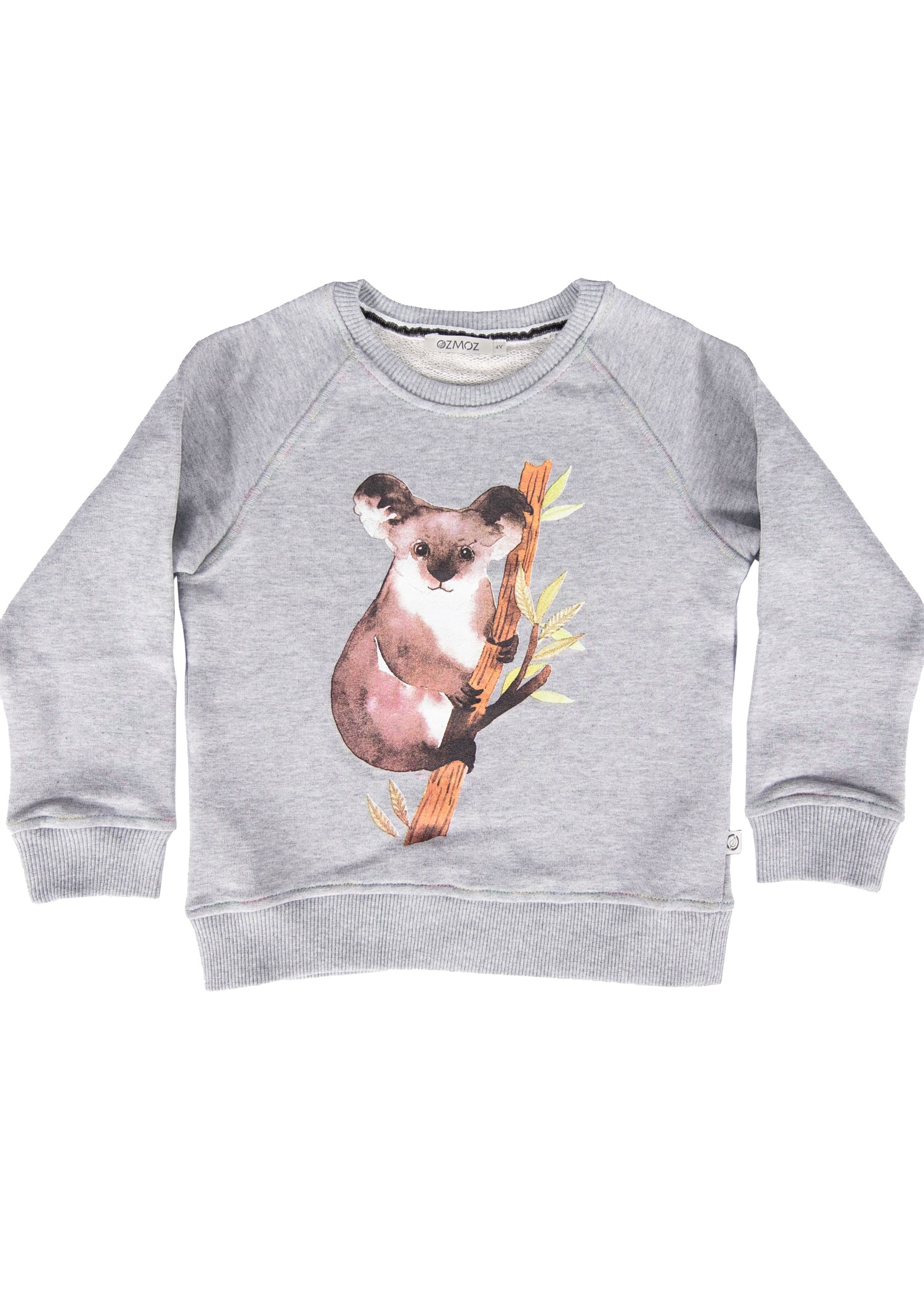 Organik Pamuk Koala Baskılı Gri Kışlık Erkek Çocuk Sweatshirt