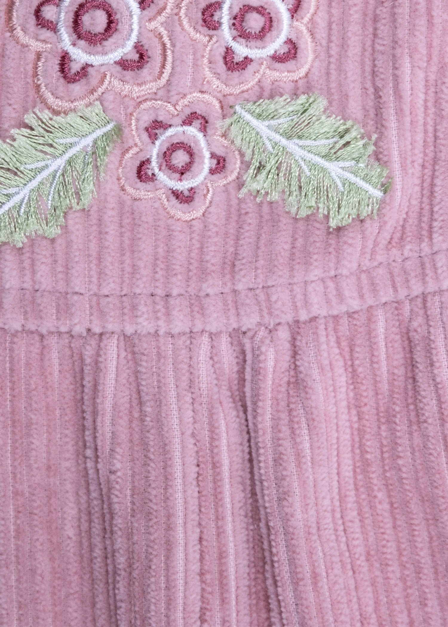 Kadife Askılı Nakışlı Gül Kurusu Kışlık Minik Kız Tulum