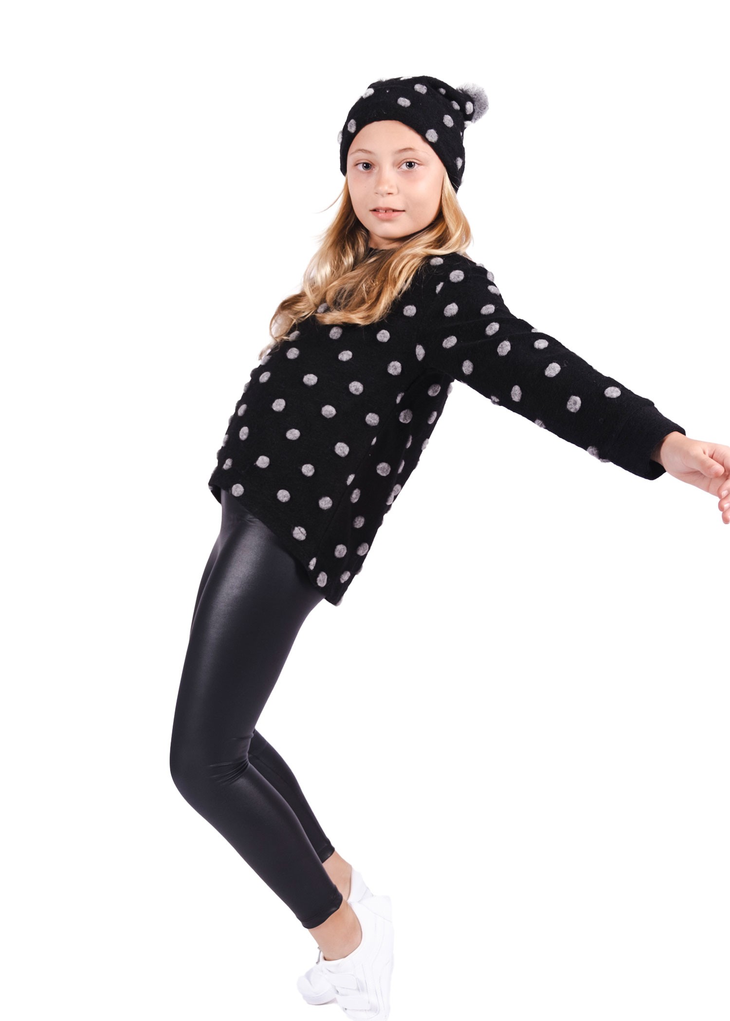 Faux Leather Black Winter Girls' Tights