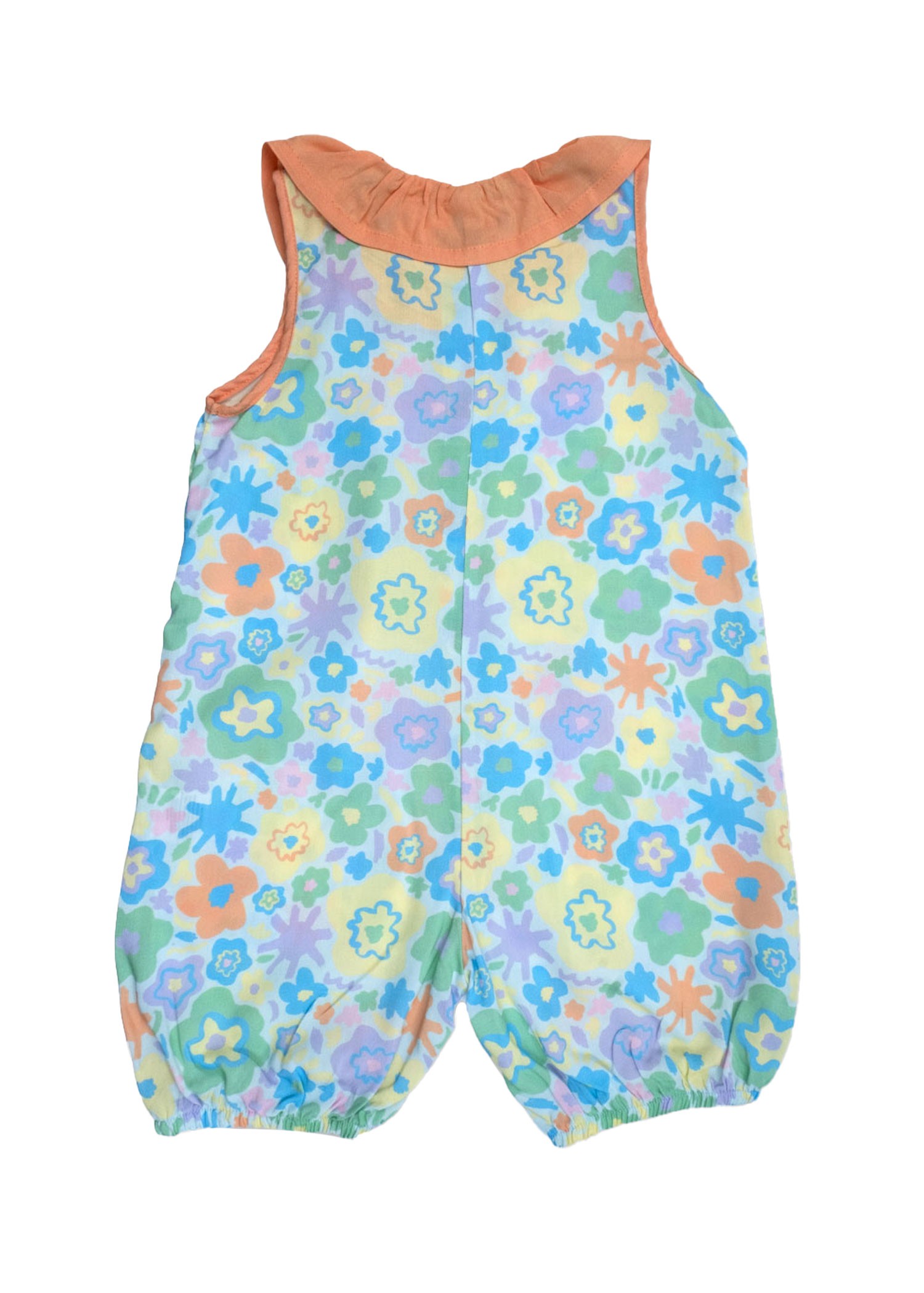 Frilly Floral Patterned Summer Little Girl Jumpsuit