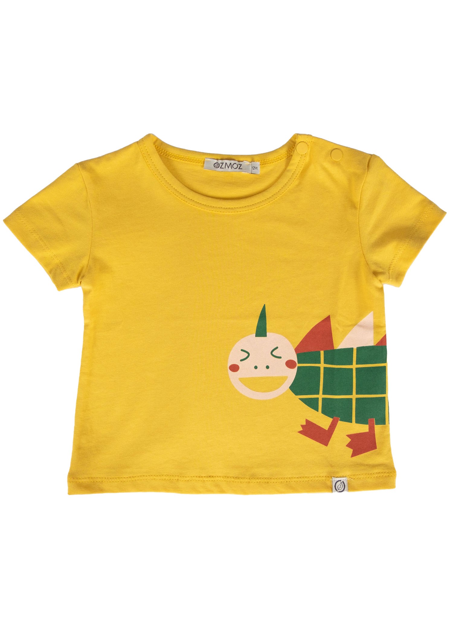 Organic Dino Printed Yellow Summer Unisex Baby Tshirt