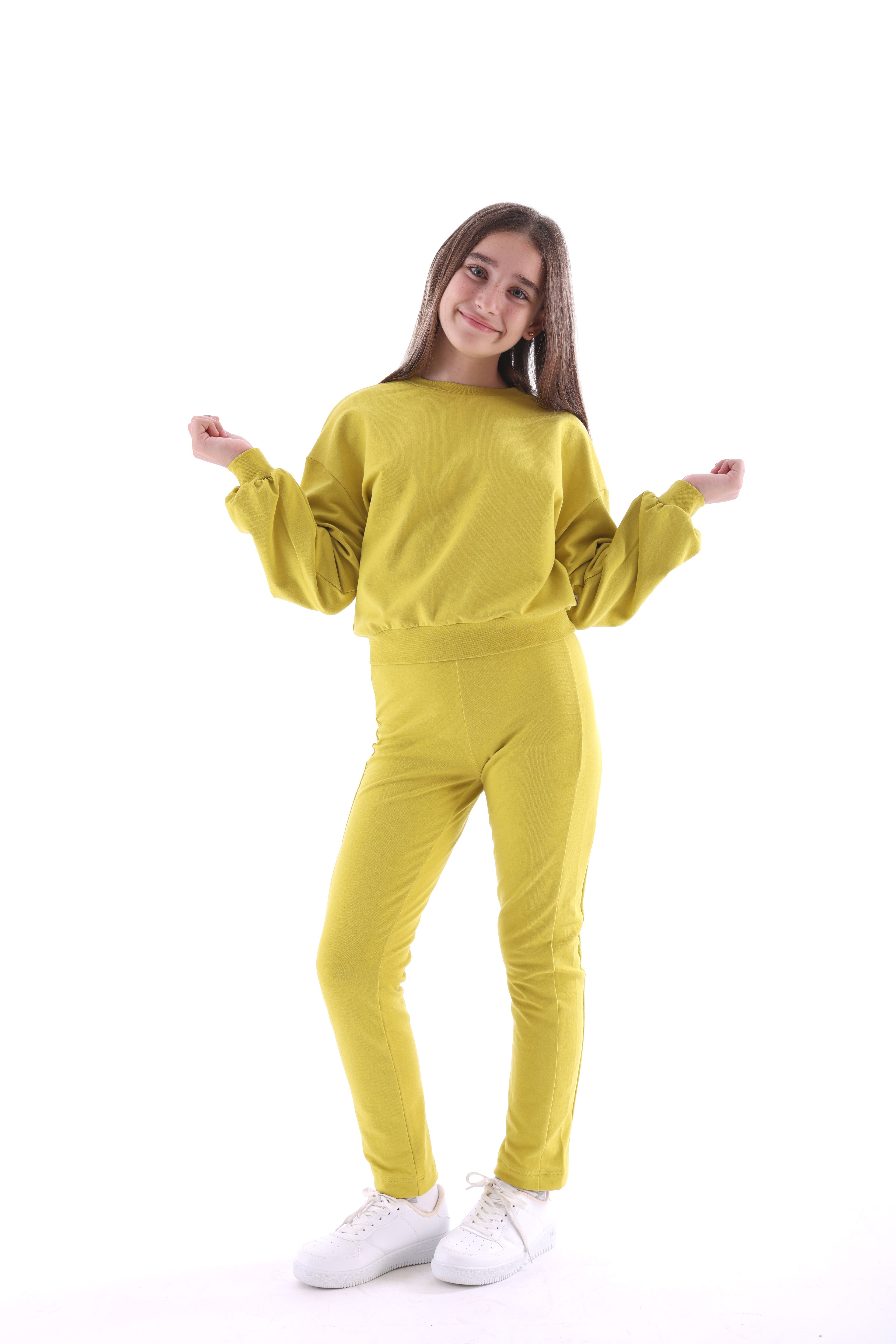 Organik Sarı Kız Çocuk Binici Pantolonu