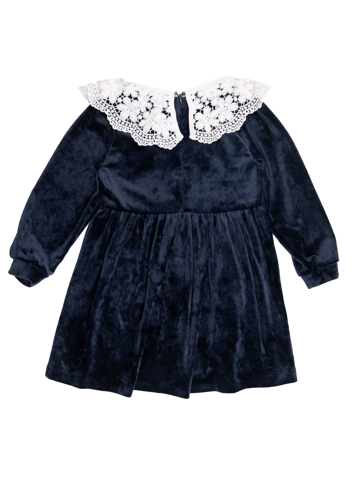 Red Pied Navy Blue Woven Winter Girls' Dress