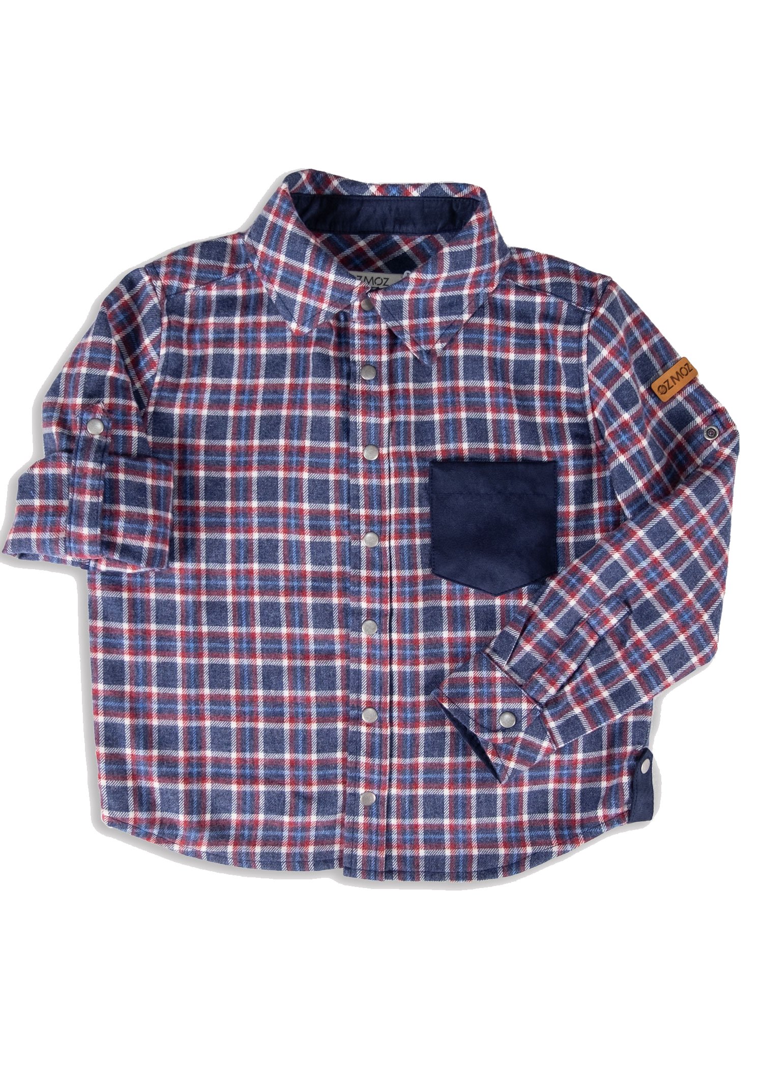 Cotton Gingham Plaid Winter Boys Shirt Navy Blue