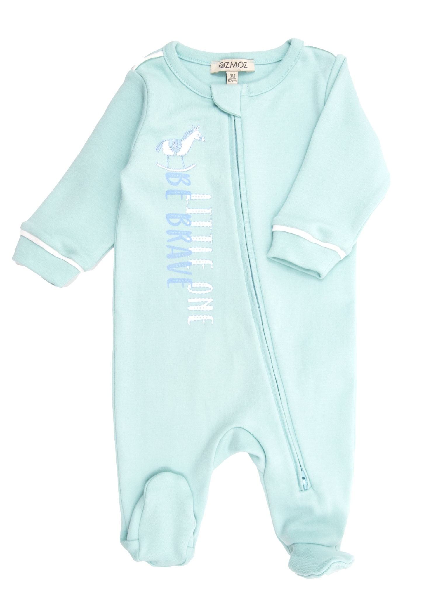 Organic Eggshell Blue Baby Boy Romper