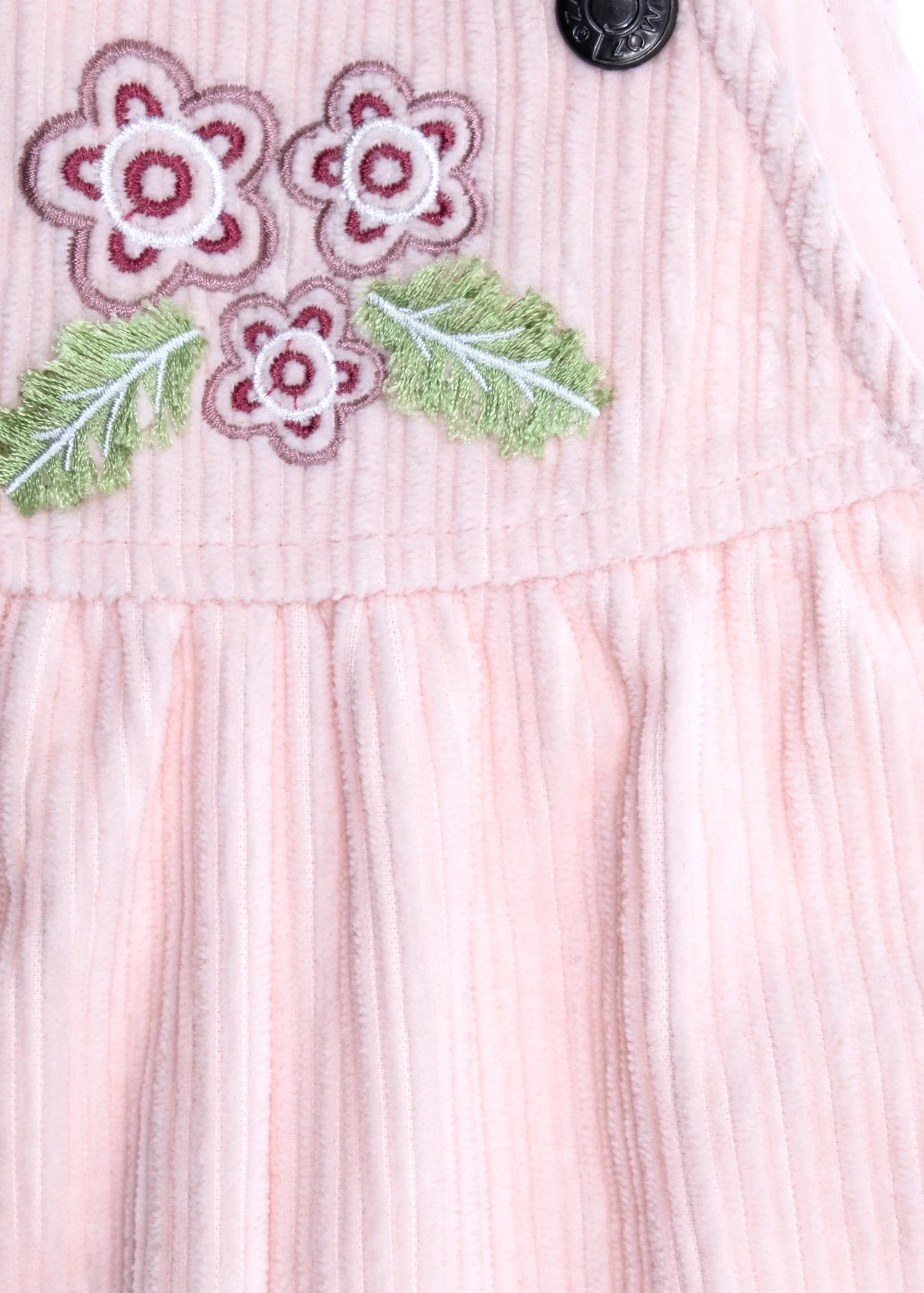 Kadife Askılı Nakışlı Açık Pembe Kışlık Minik Kız Tulum