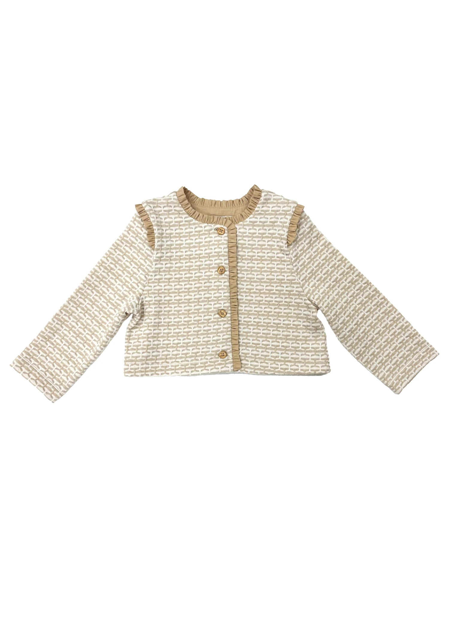 Patterned Knit Frilled Toddler Girls’ Cardigan