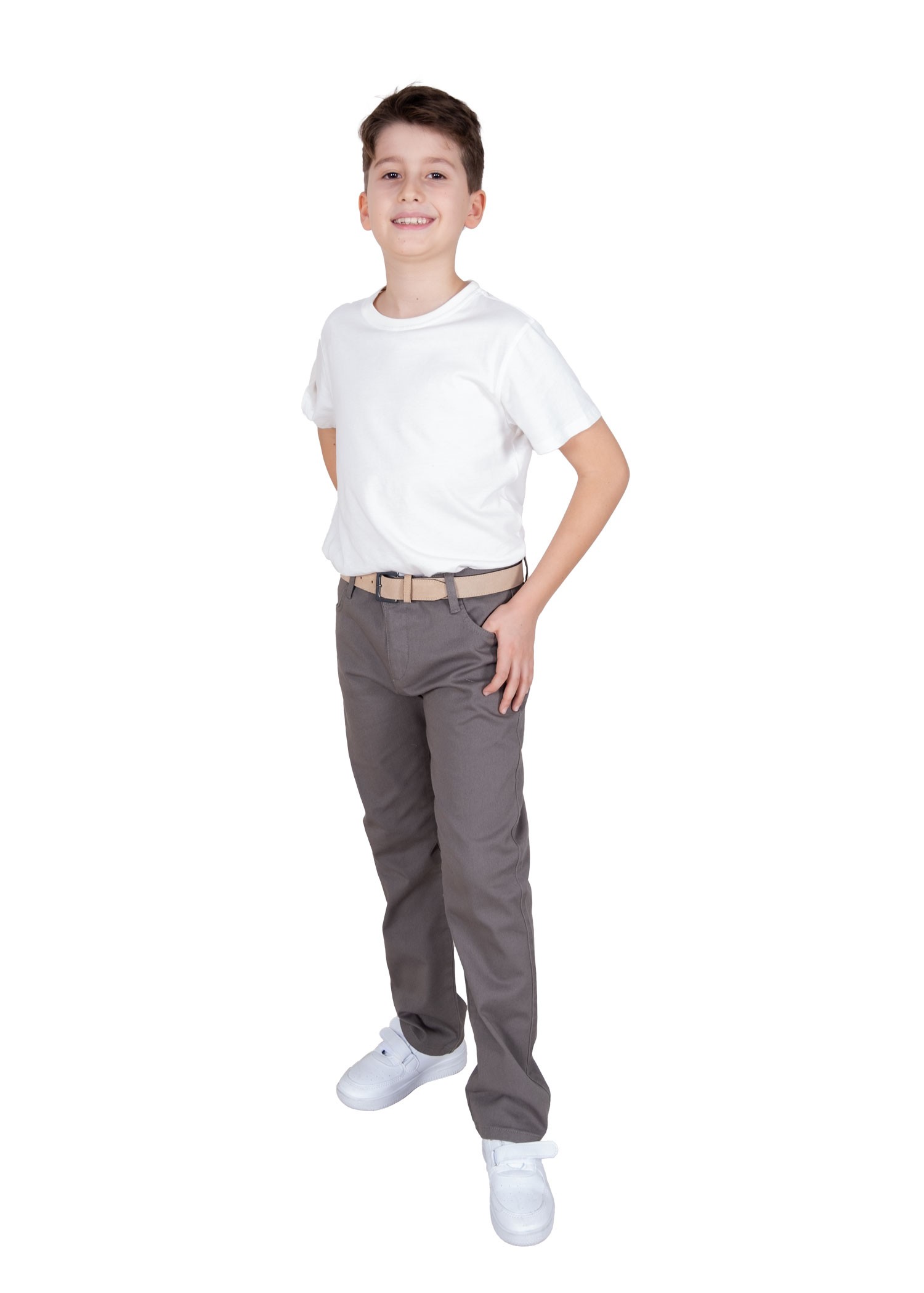 Organic Woven Khaki Boys' Trousers