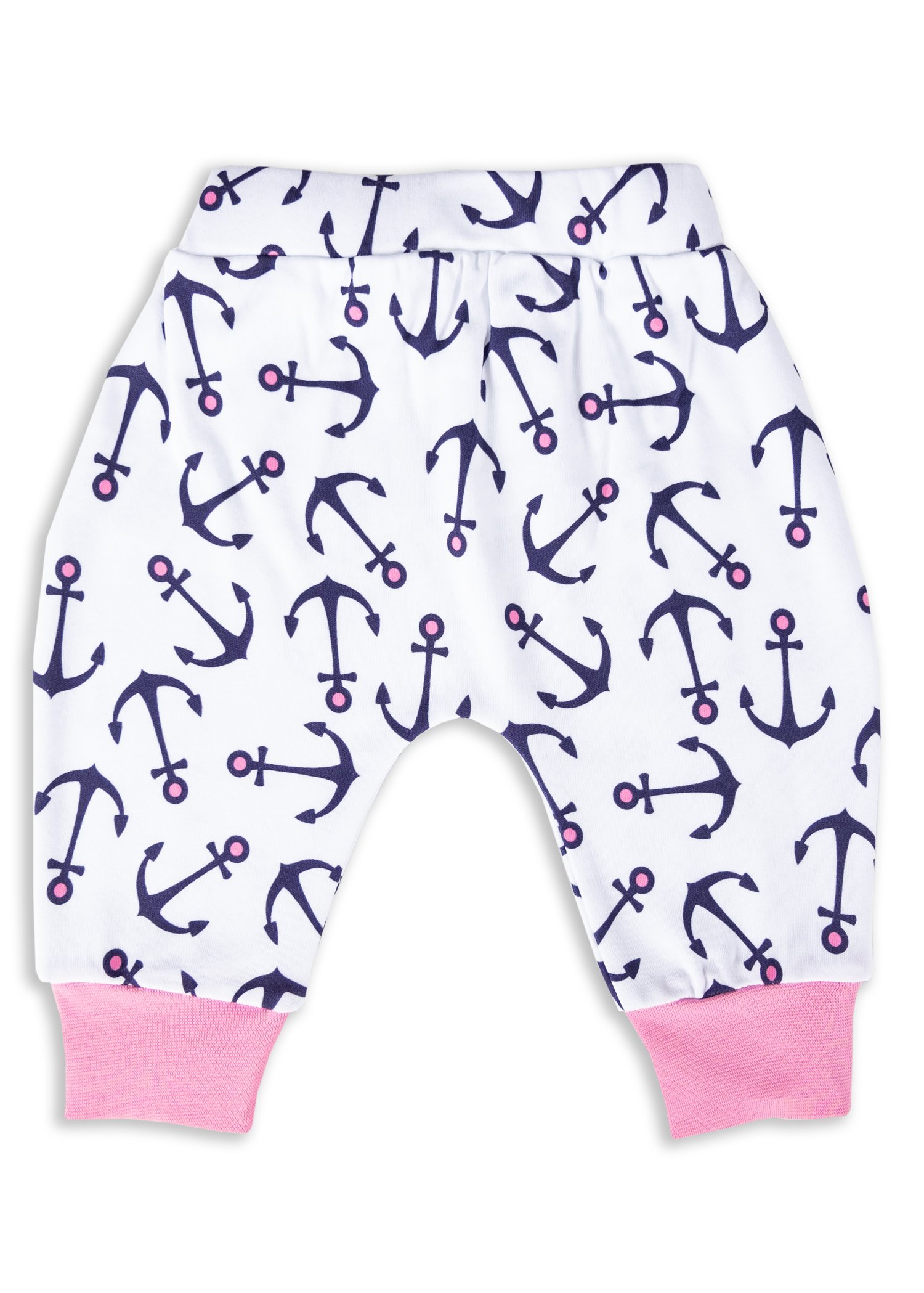 Organic Anchor Patterned Pink Spring Baby Girl Pajama Set