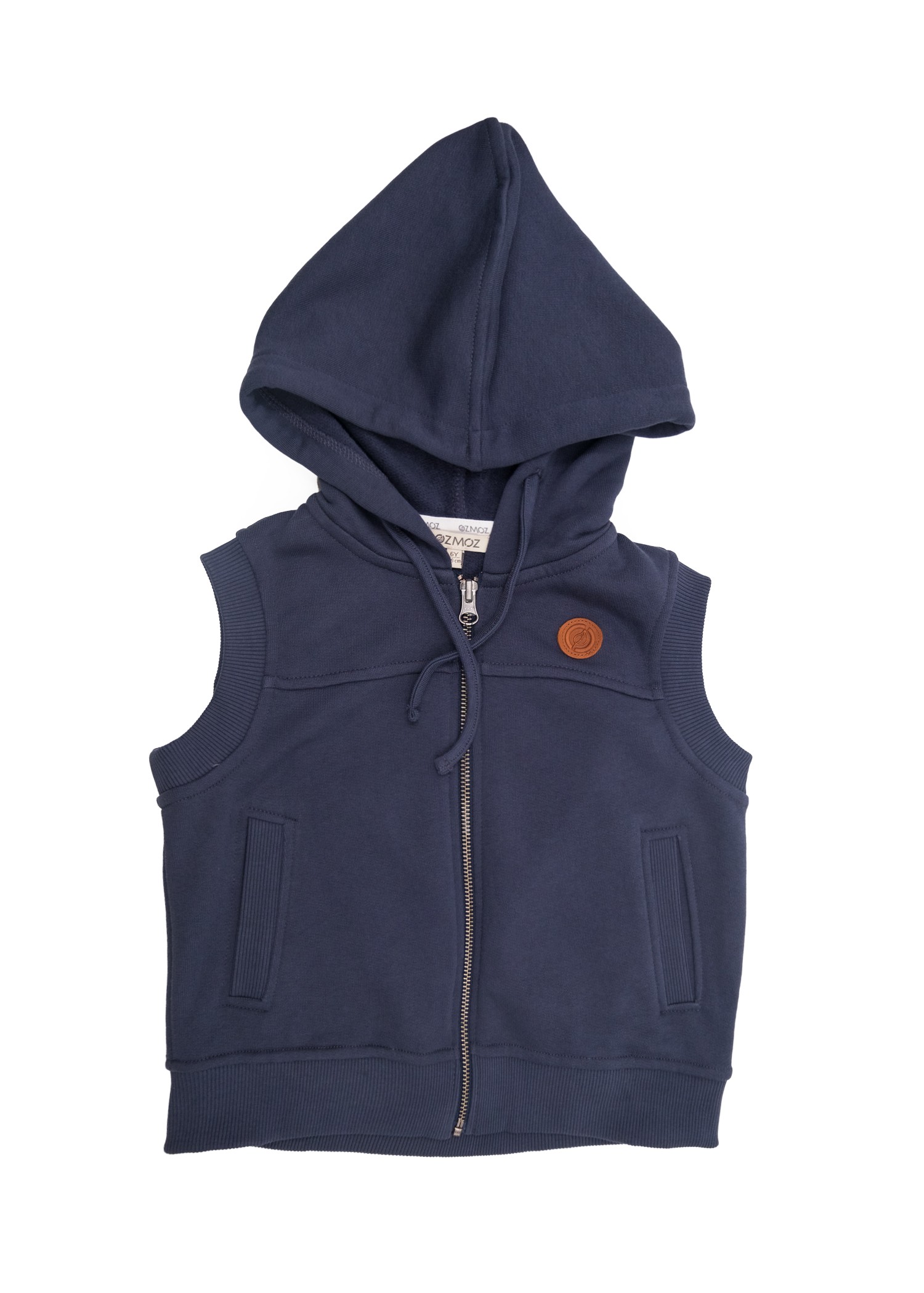 Organic Hooded Sleeveless Navy Blue Winter Boys' Sports Vest