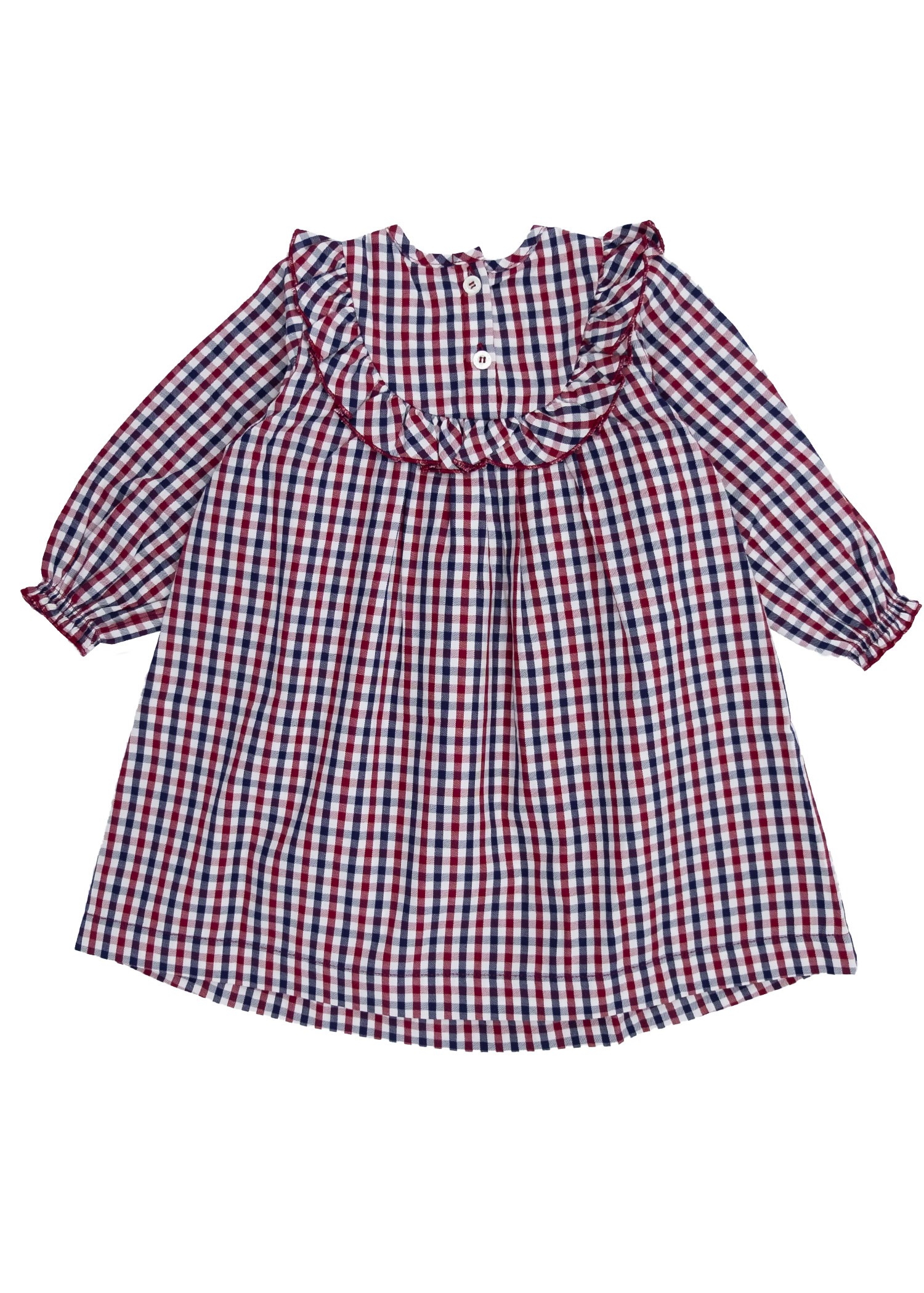 100% Cotton Ruffle Collar Plaid Pattern Spring Baby Girl Dress