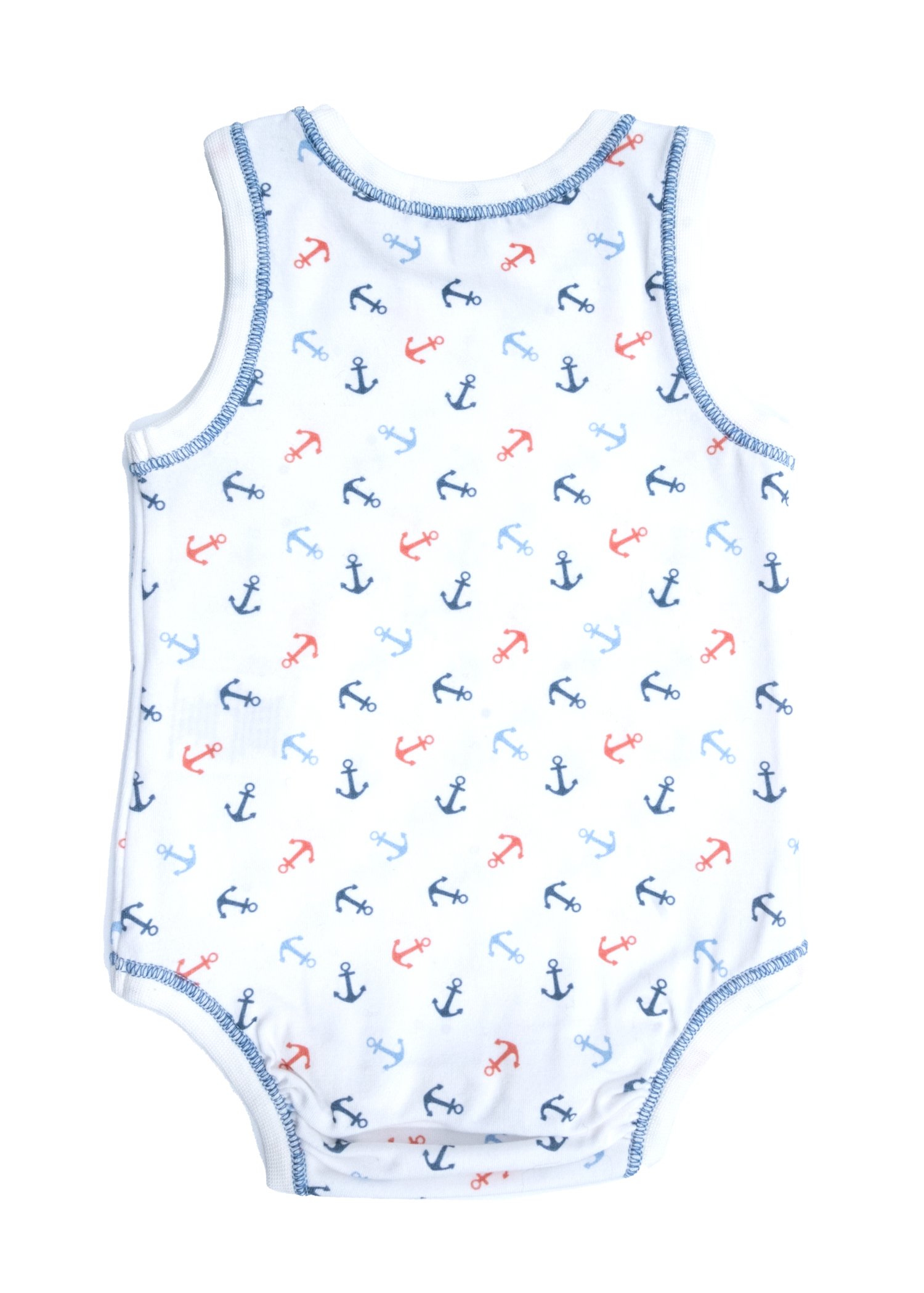 Organic Fish Patterned Sleeveless Baby Boy Bodysuit