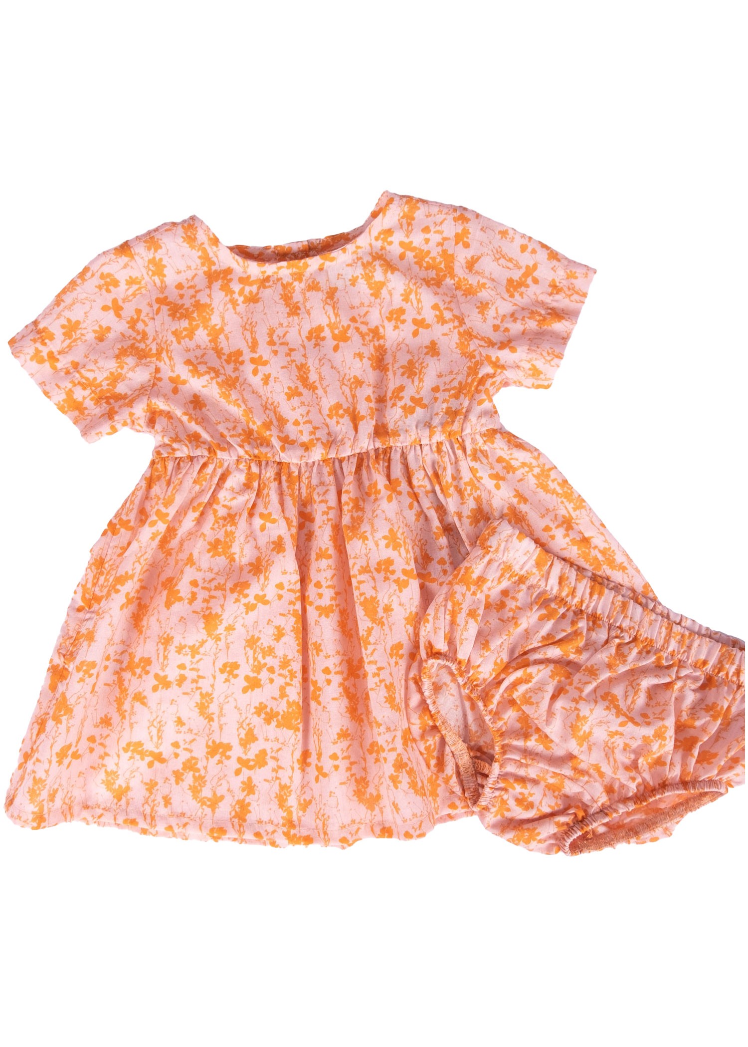 100% Cotton Orange Floral Summer Baby Girl Dress