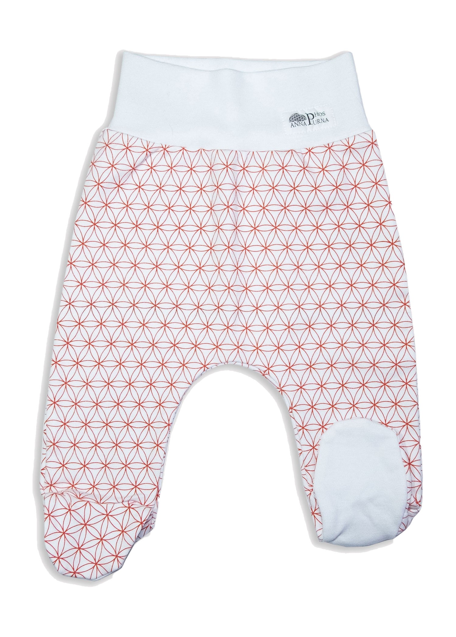 Organic Flower of Life Patterned White Baby Booties Bottom